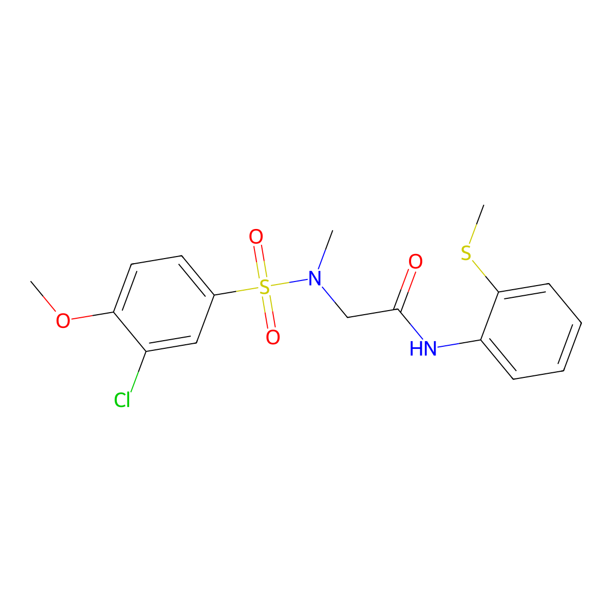 2-[(3-chloro-4-methoxyphenyl)sulfonyl-methylamino]-N-(2-methylsulfanylphenyl)acetamide molecular structure, CAS 714214-55-8