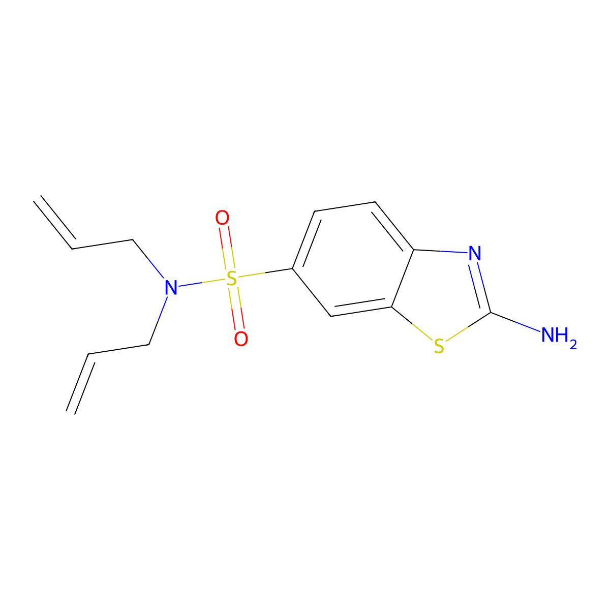 2-amino-N,N-bis(prop-2-en-1-yl)-1,3-benzothiazole-6-sulfonamide molecular structure, CAS 714214-61-6