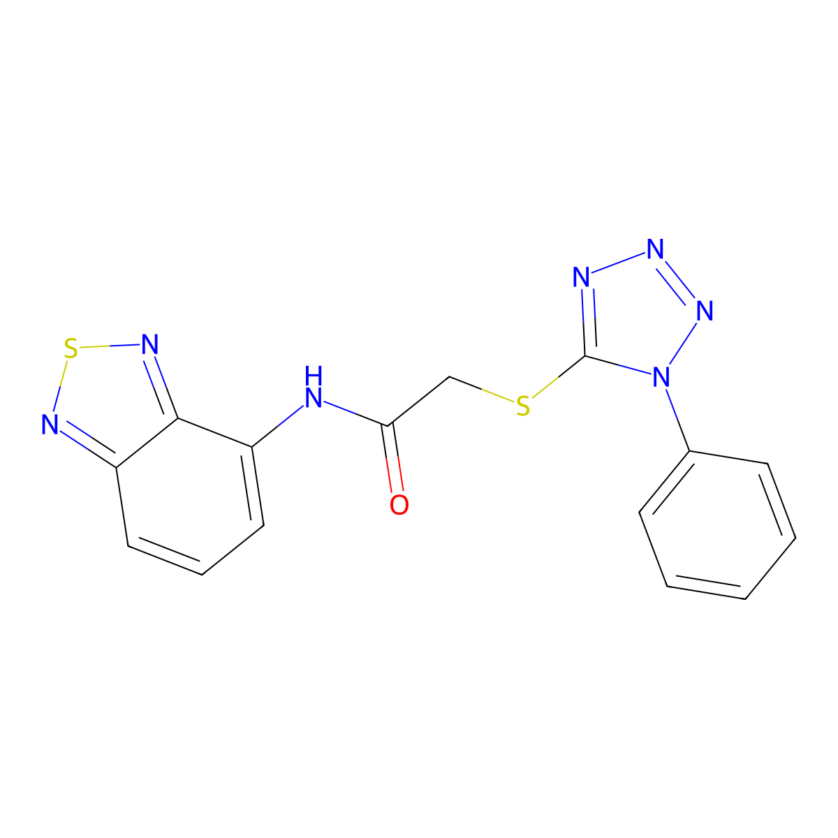 N-(2,1,3-benzothiadiazol-4-yl)-2-(1-phenyltetrazol-5-yl)sulfanylacetamide molecular structure, CAS 714214-65-0