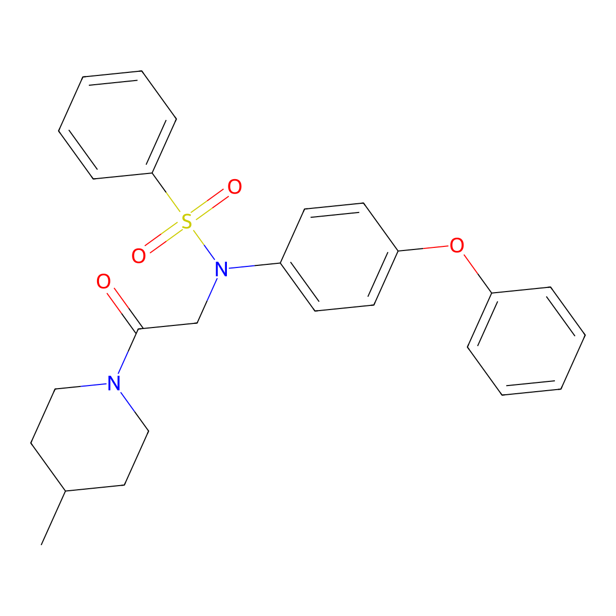 N-[2-(4-methylpiperidin-1-yl)-2-oxoethyl]-N-(4-phenoxyphenyl)benzenesulfonamide molecular structure, CAS 714214-72-9