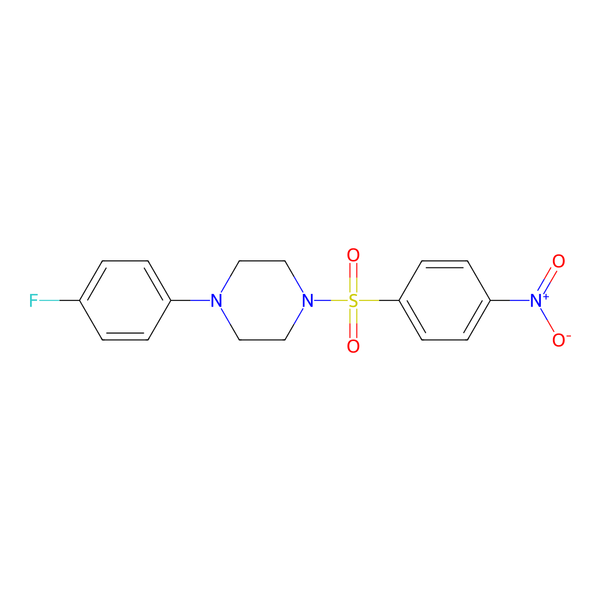 1-(4-Fluorophenyl)-4-[(4-nitrophenyl)sulfonyl]piperazine molecular structure, CAS 71422-88-3
