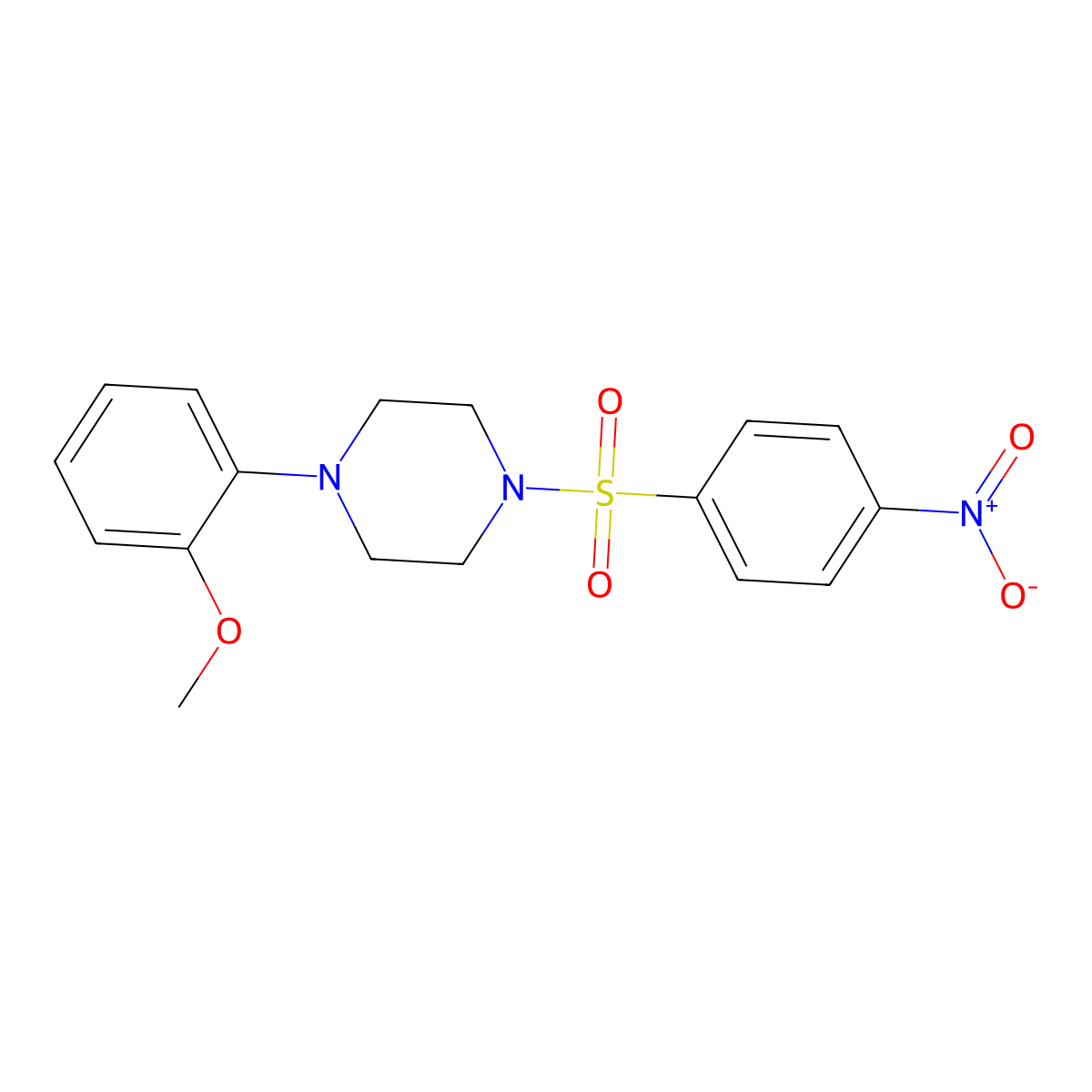 1-(2-Methoxyphenyl)-4-(4-nitrobenzenesulfonyl)piperazine molecular structure, CAS 71422-91-8