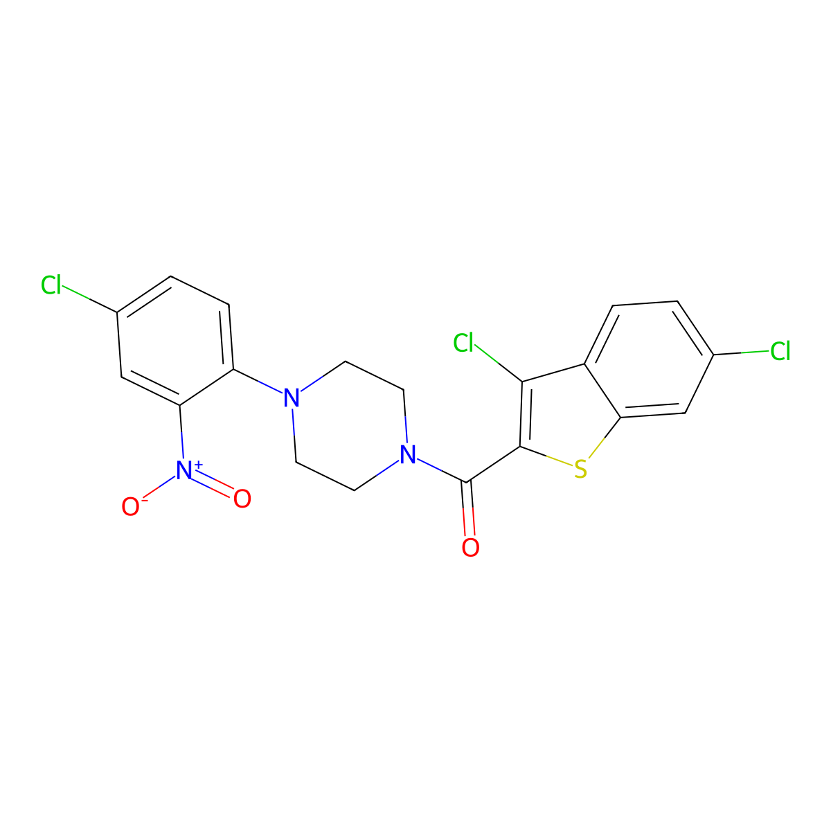 [4-(4-Chloro-2-nitrophenyl)piperazin-1-yl]-(3,6-dichloro-1-benzothiophen-2-yl)methanone molecular structure, CAS 714224-77-8