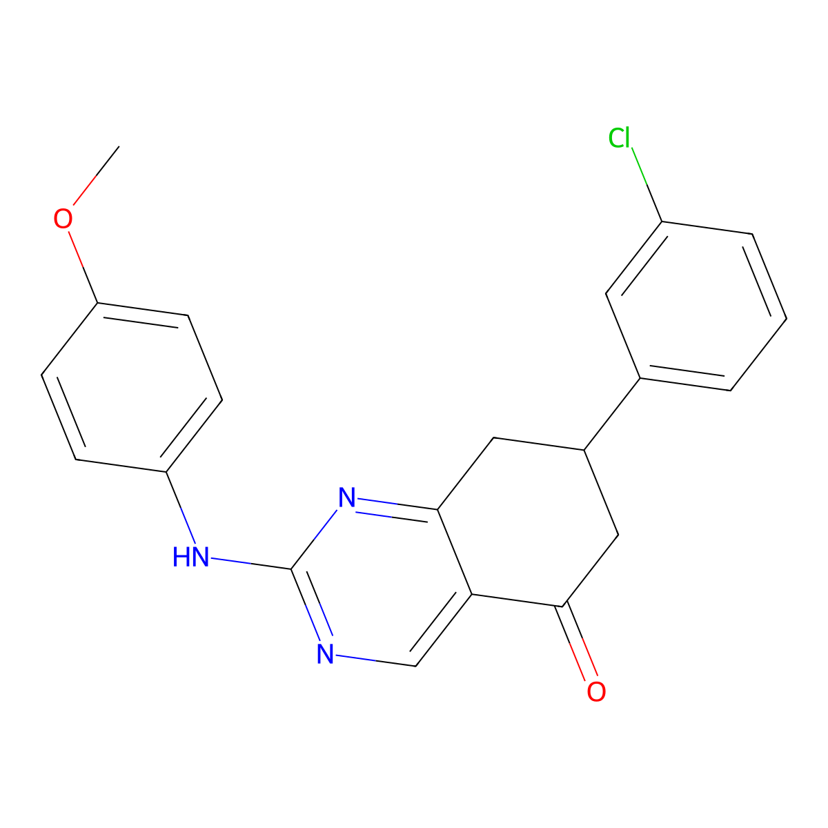 7-(3-chlorophenyl)-2-[(4-methoxyphenyl)amino]-7,8-dihydroquinazolin-5(6H)-one molecular structure, CAS 714225-36-2