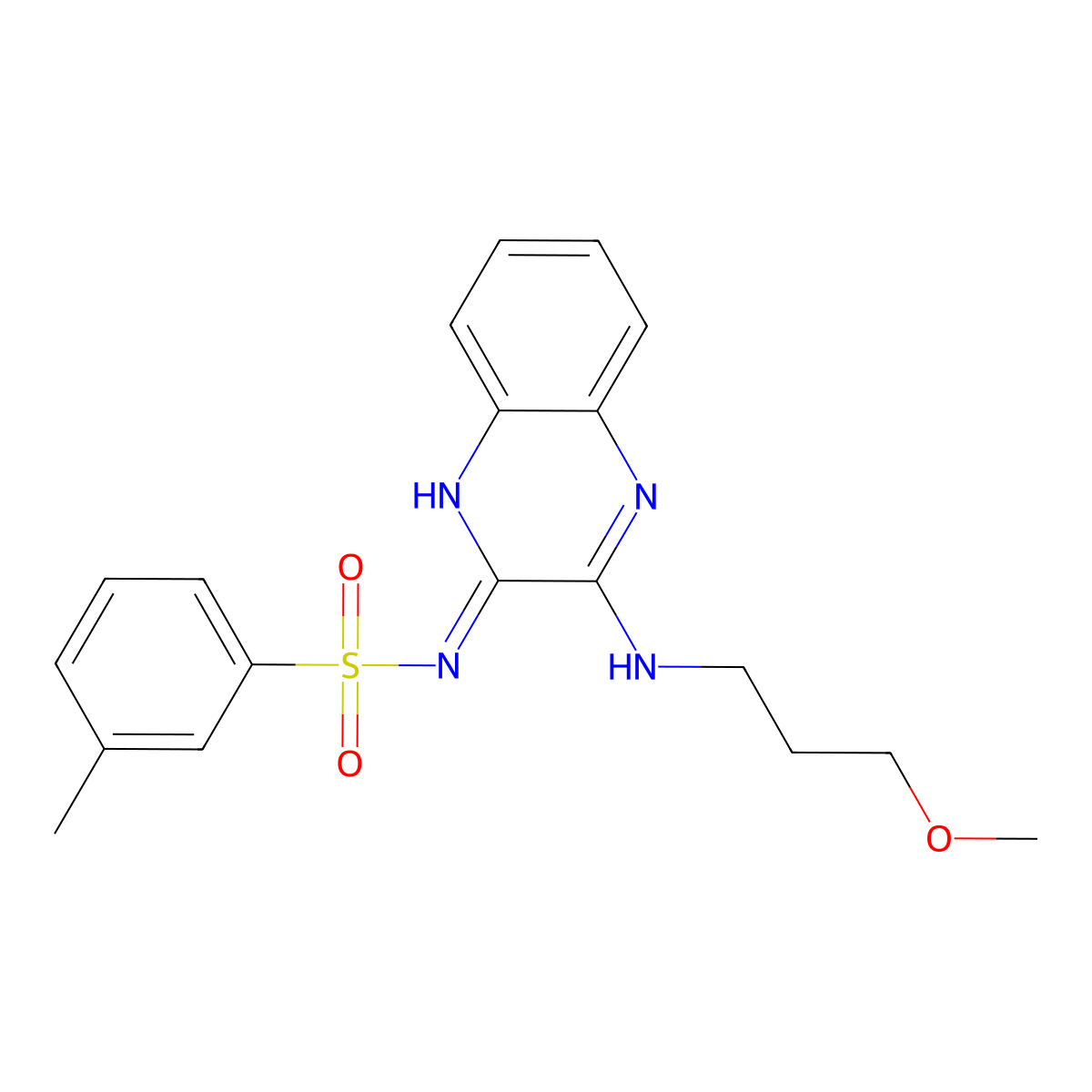 N-[3-(3-methoxypropylamino)quinoxalin-2-yl]-3-methylbenzenesulfonamide molecular structure, CAS 714225-60-2