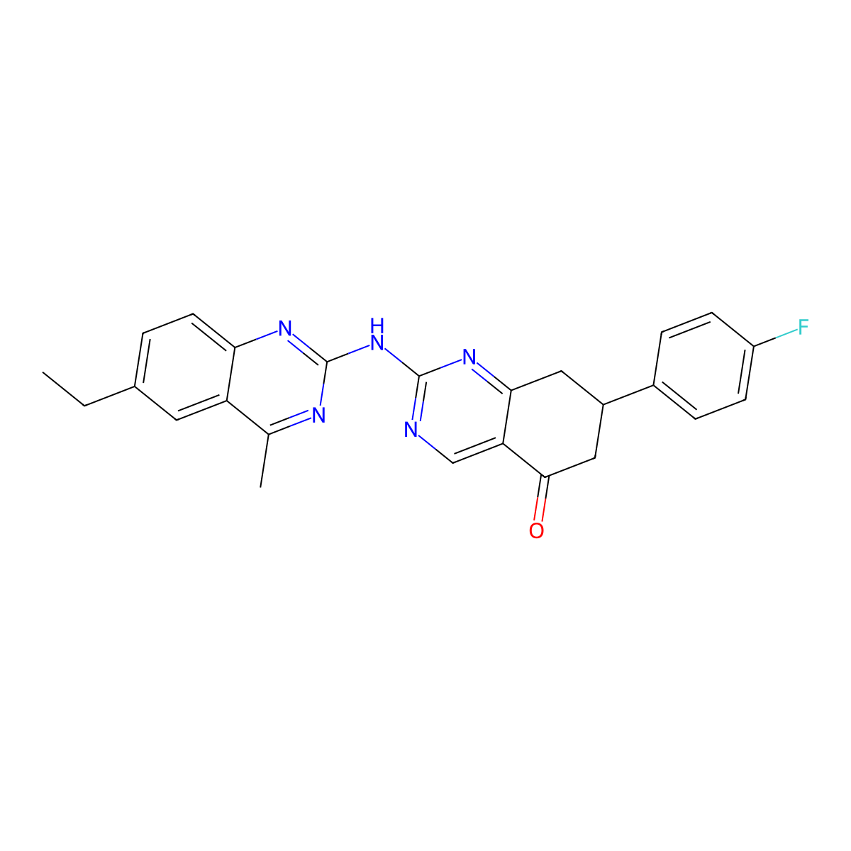 2-[(6-ethyl-4-methylquinazolin-2-yl)amino]-7-(4-fluorophenyl)-7,8-dihydroquinazolin-5(6H)-one molecular structure, CAS 714226-20-7