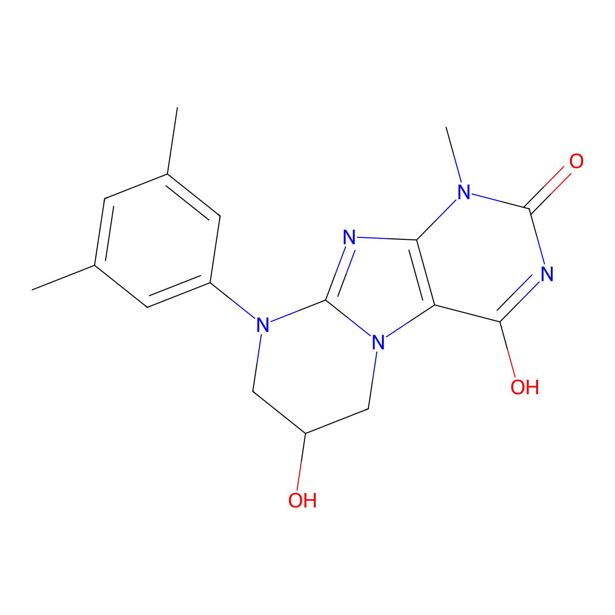 9-(3,5-dimethylphenyl)-7-hydroxy-1-methyl-7,8-dihydro-6H-purino[7,8-a]pyrimidine-2,4-dione molecular structure, CAS 714226-21-8