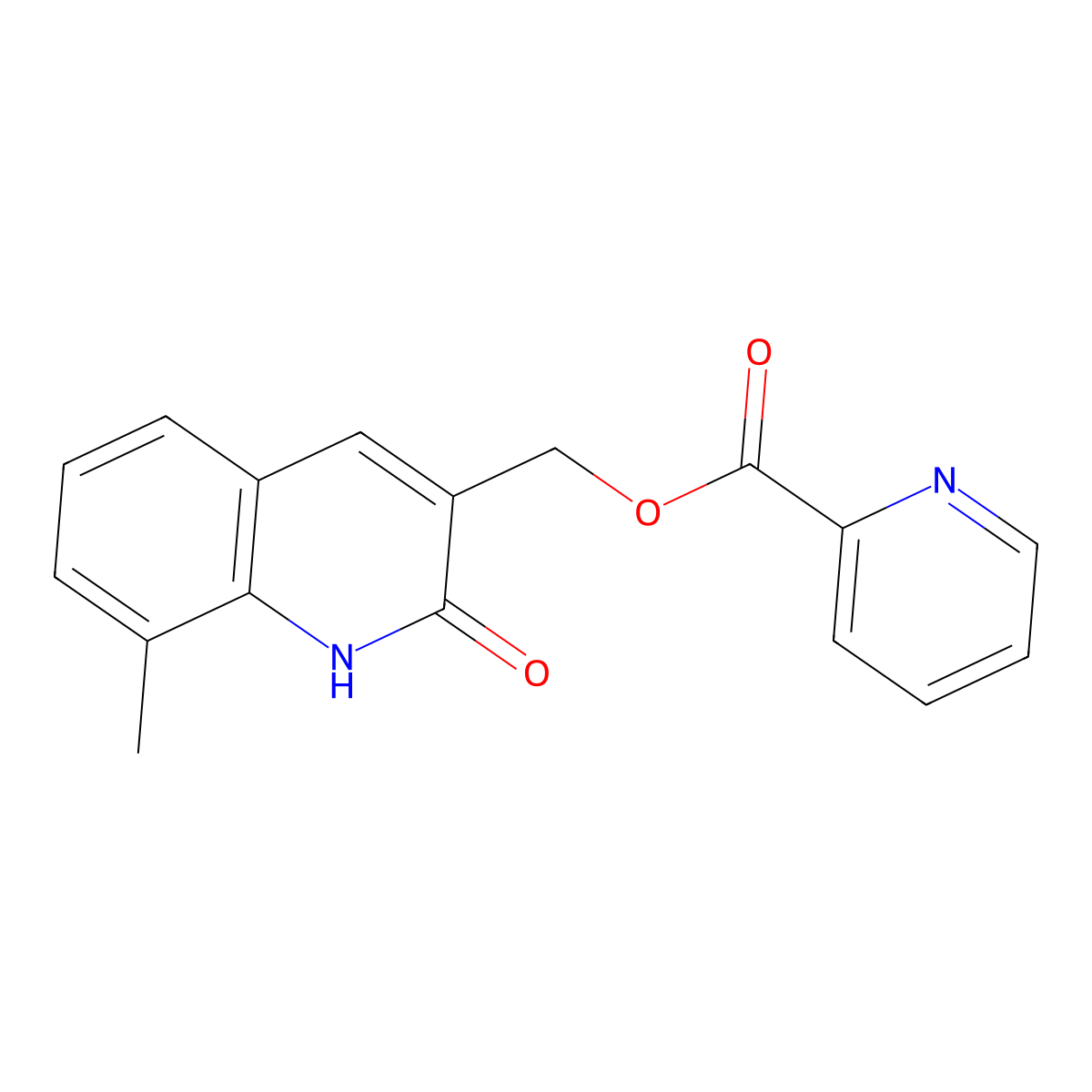 (8-methyl-2-oxo-1H-quinolin-3-yl)methyl pyridine-2-carboxylate molecular structure, CAS 714226-25-2