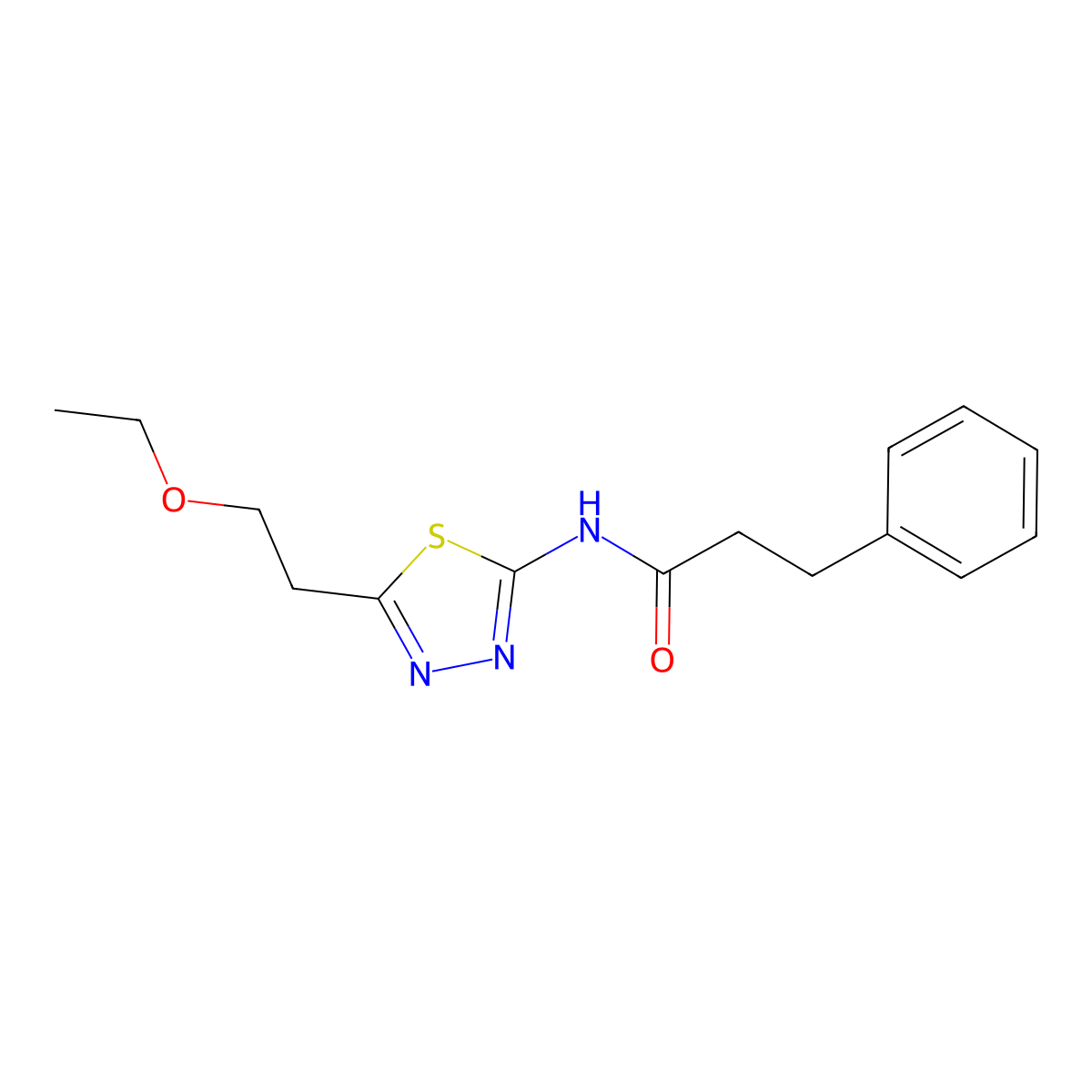 N-[5-(2-ethoxyethyl)-1,3,4-thiadiazol-2-yl]-3-phenylpropanamide molecular structure, CAS 714226-51-4