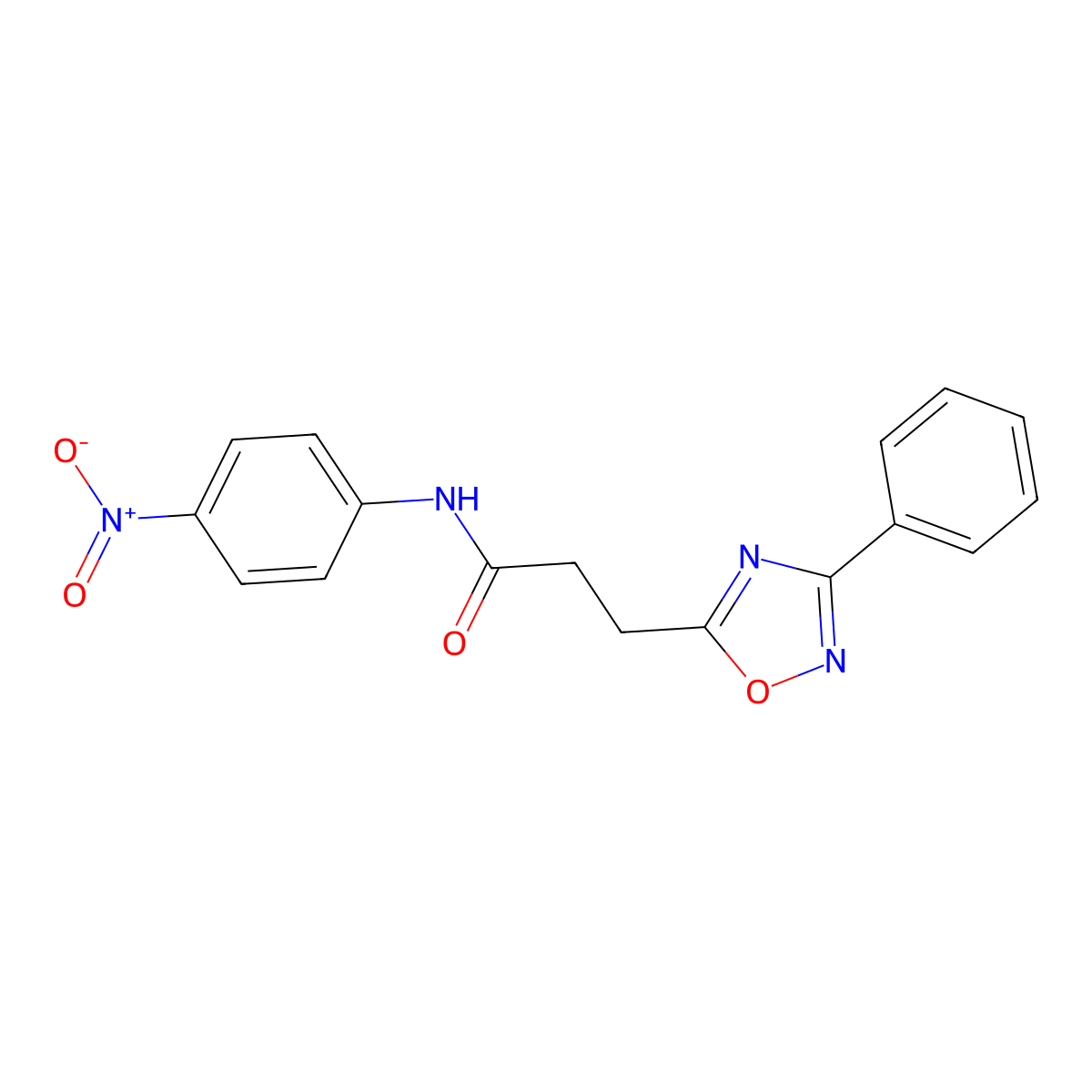 N-(4-nitrophenyl)-3-(3-phenyl-1,2,4-oxadiazol-5-yl)propanamide molecular structure, CAS 714226-67-2