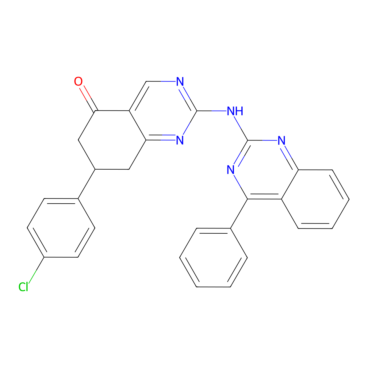 7-(4-chlorophenyl)-2-[(4-phenylquinazolin-2-yl)amino]-7,8-dihydroquinazolin-5(6H)-one molecular structure, CAS 714227-62-0