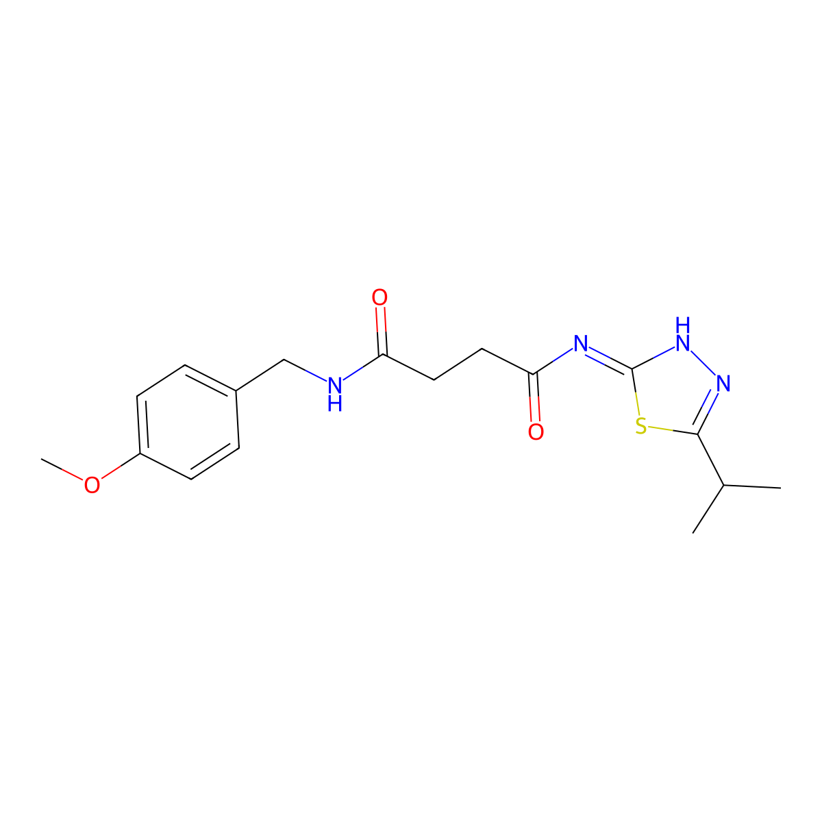 N-[(4-methoxyphenyl)methyl]-N'-(5-propan-2-yl-1,3,4-thiadiazol-2-yl)butanediamide molecular structure, CAS 714227-95-9