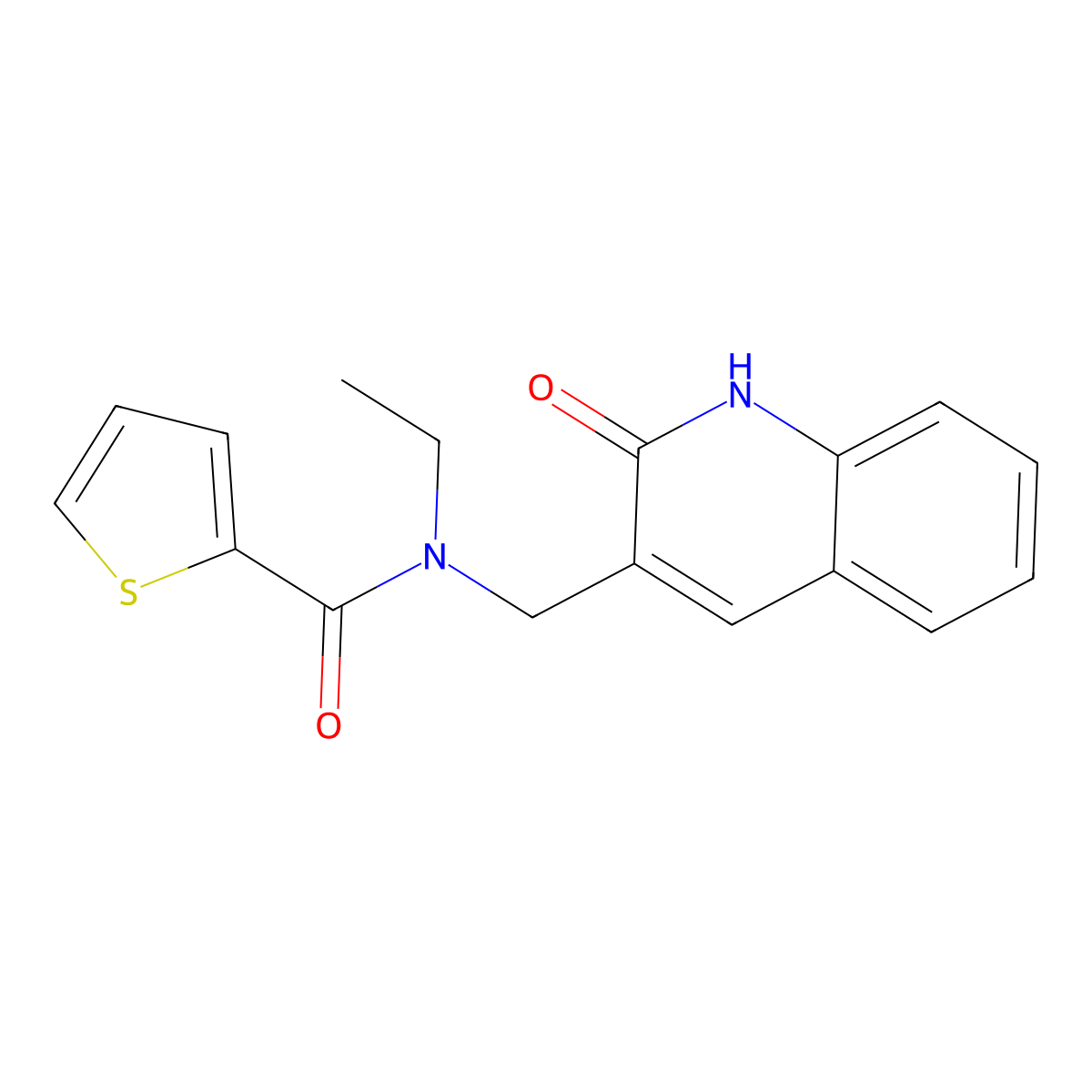 N-ethyl-N-[(2-oxo-1H-quinolin-3-yl)methyl]thiophene-2-carboxamide molecular structure, CAS 714228-65-6