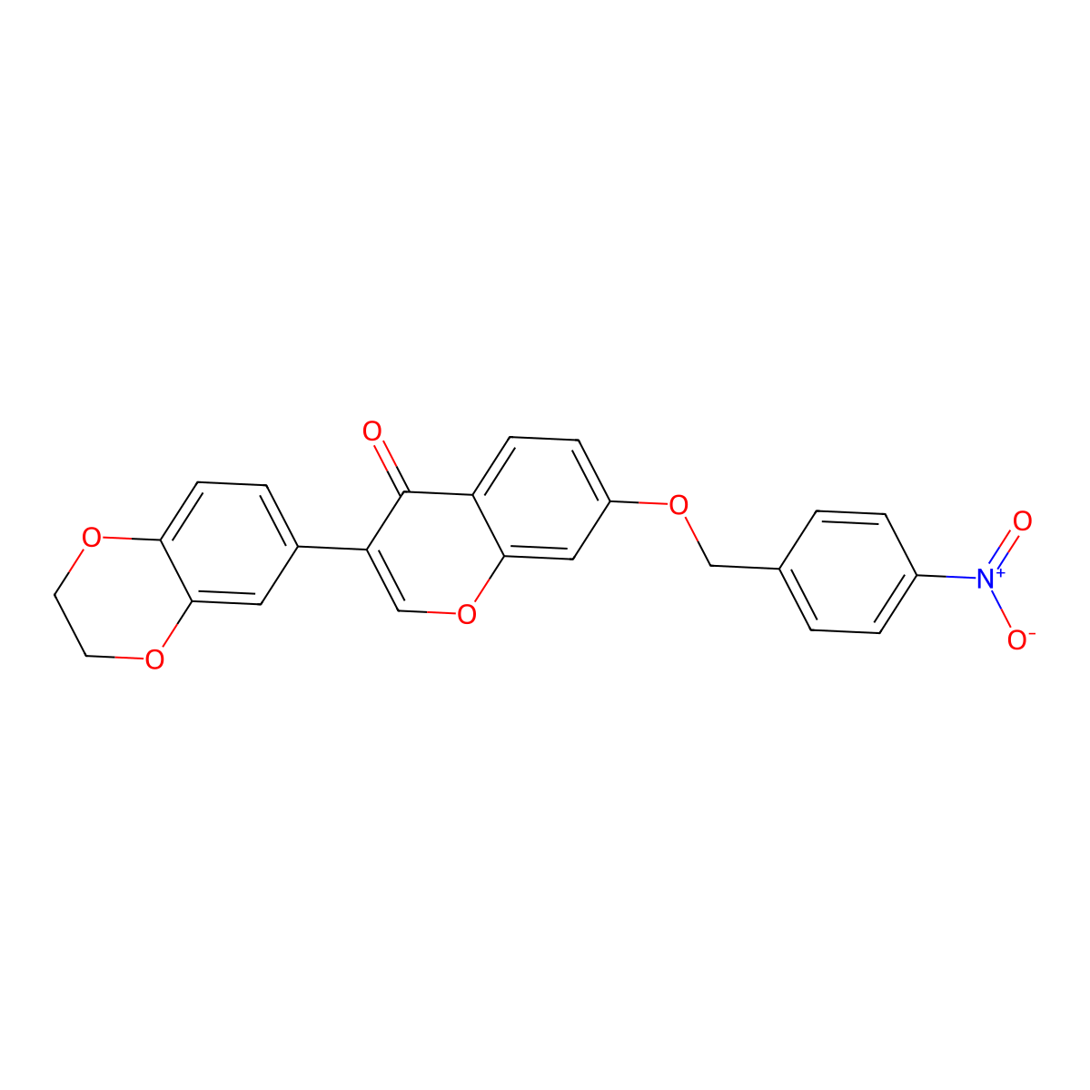 3-(2,3-dihydrobenzo[b][1,4]dioxin-6-yl)-7-((4-nitrobenzyl)oxy)-4H-chromen-4-one molecular structure, CAS 714228-73-6