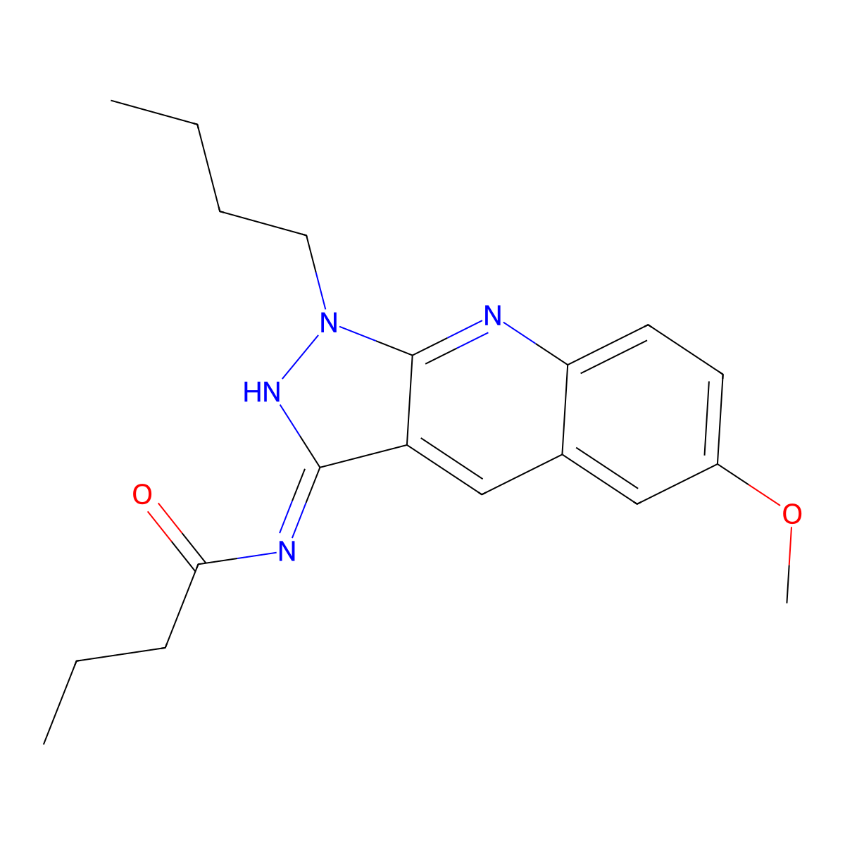 N-(1-butyl-6-methoxypyrazolo[3,4-b]quinolin-3-yl)butanamide molecular structure, CAS 714231-83-1