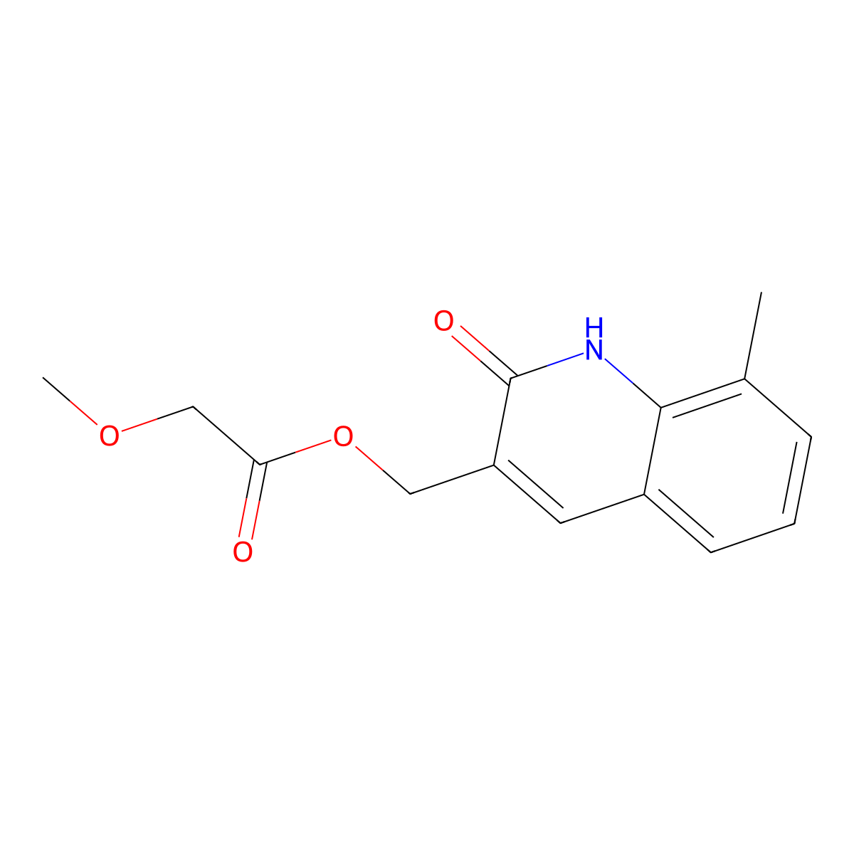 (8-methyl-2-oxo-1H-quinolin-3-yl)methyl 2-methoxyacetate molecular structure, CAS 714232-06-1