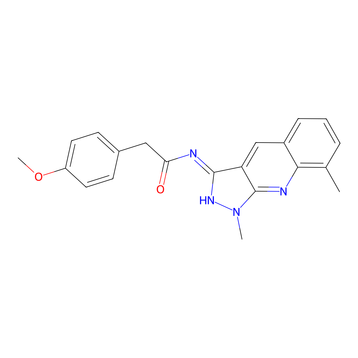 N-(1,8-dimethylpyrazolo[3,4-b]quinolin-3-yl)-2-(4-methoxyphenyl)acetamide molecular structure, CAS 714232-12-9