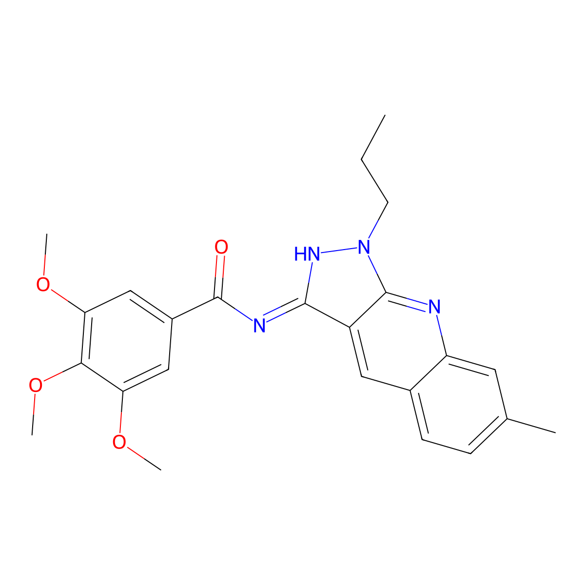3,4,5-trimethoxy-N-(7-methyl-1-propyl-1H-pyrazolo[3,4-b]quinolin-3-yl)benzamide molecular structure, CAS 714232-91-4