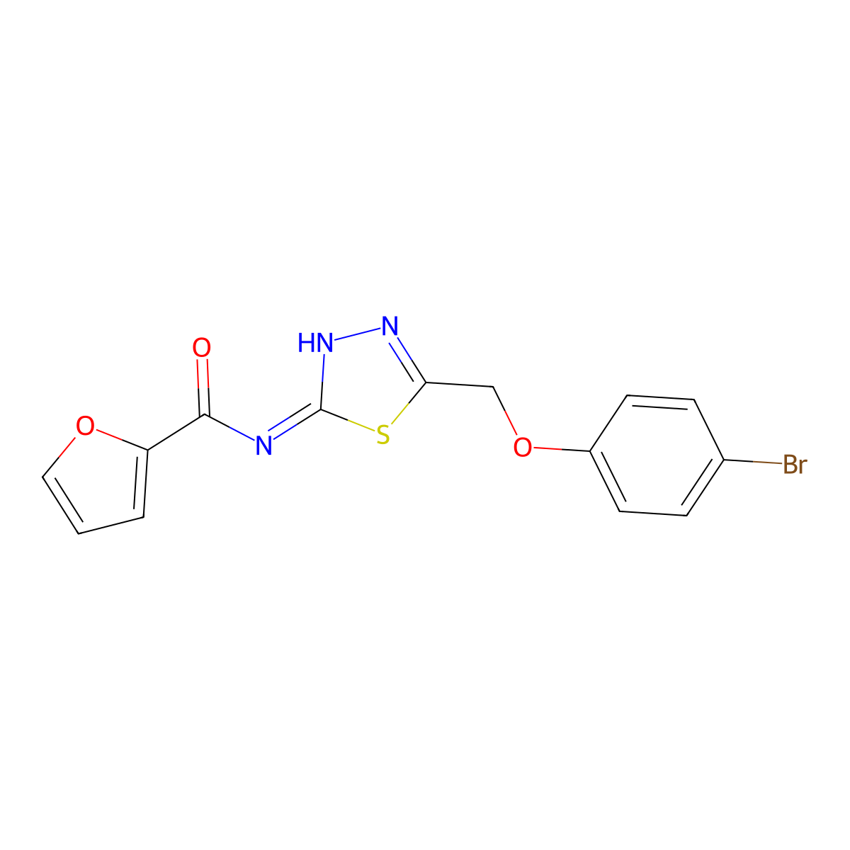 N-[5-[(4-bromophenoxy)methyl]-1,3,4-thiadiazol-2-yl]furan-2-carboxamide molecular structure, CAS 714233-11-1