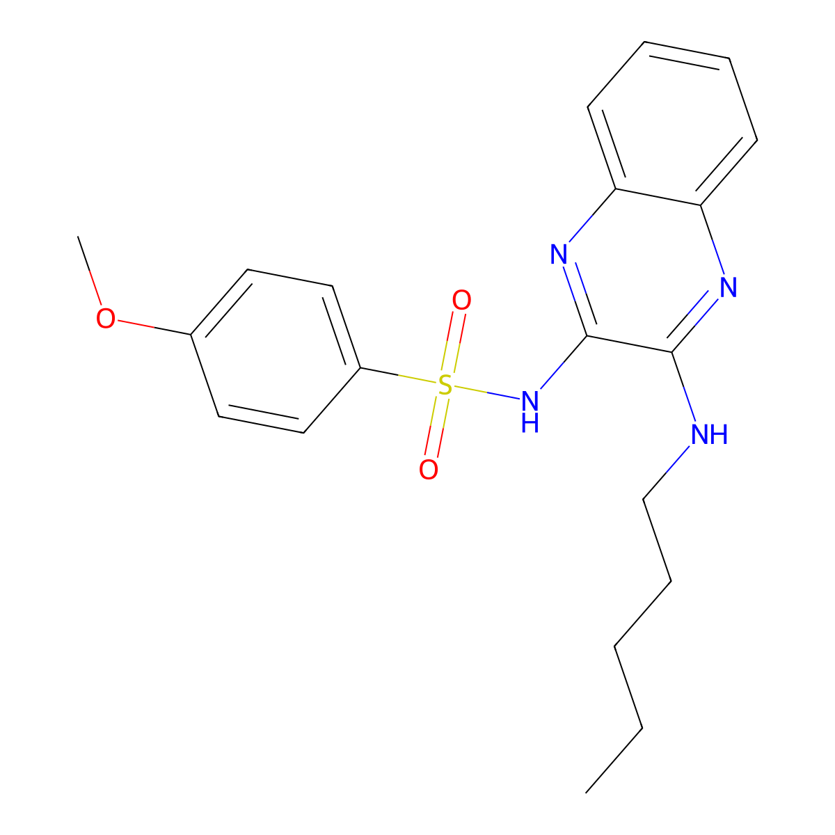 4-methoxy-N-(3-(pentylamino)quinoxalin-2-yl)benzenesulfonamide molecular structure, CAS 714233-44-0