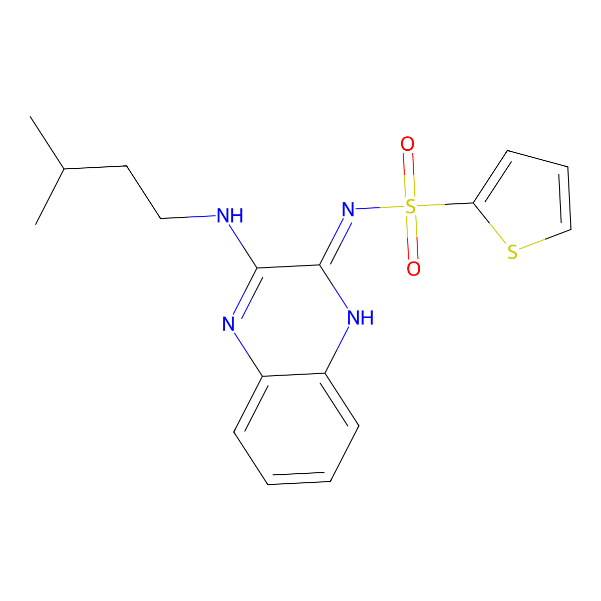 N-[3-(3-methylbutylamino)quinoxalin-2-yl]thiophene-2-sulfonamide molecular structure, CAS 714233-89-3