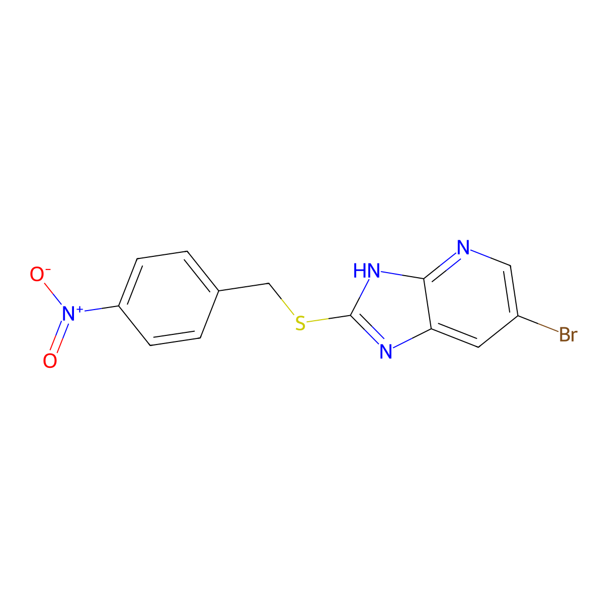 6-bromo-2-[(4-nitrophenyl)methylsulfanyl]-1H-imidazo[4,5-b]pyridine molecular structure, CAS 714234-11-4