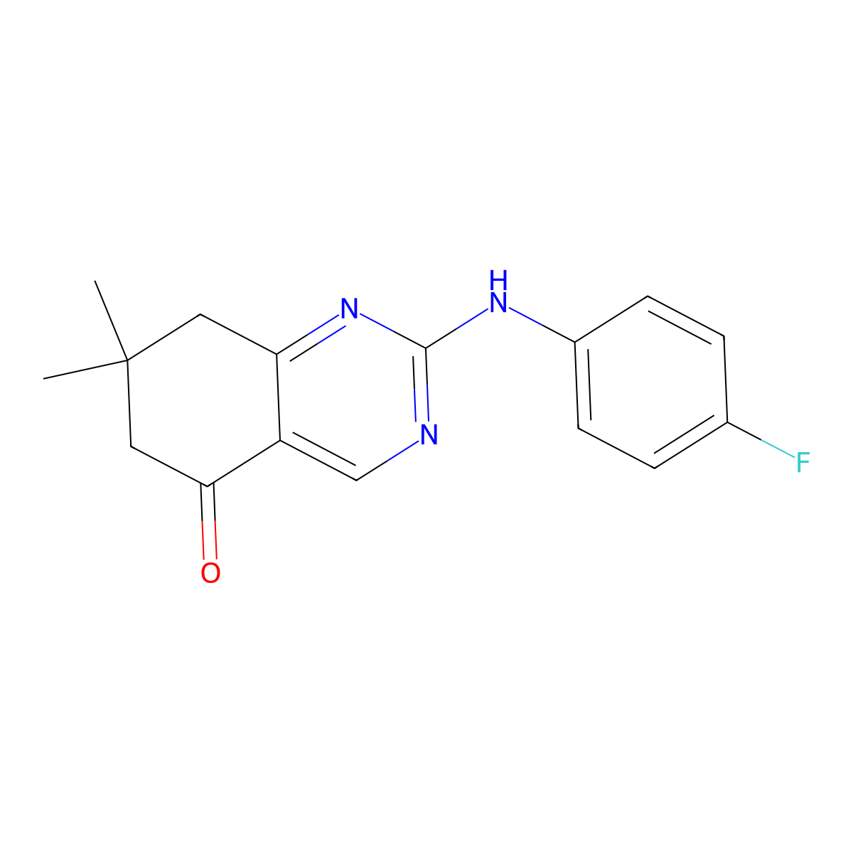 2-[(4-fluorophenyl)amino]-7,7-dimethyl-7,8-dihydroquinazolin-5(6H)-one molecular structure, CAS 714234-81-8