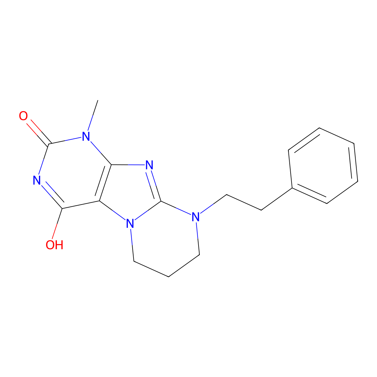 1-methyl-9-phenethyl-7,8-dihydro-6H-purino[7,8-a]pyrimidine-2,4-quinone molecular structure, CAS 714234-88-5