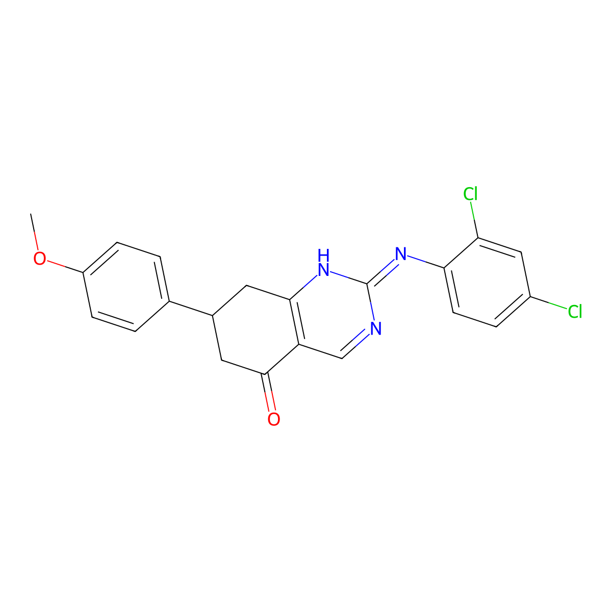 2-((2,4-dichlorophenyl)amino)-7-(4-methoxyphenyl)-7,8-dihydroquinazolin-5(6H)-one molecular structure, CAS 714235-05-9