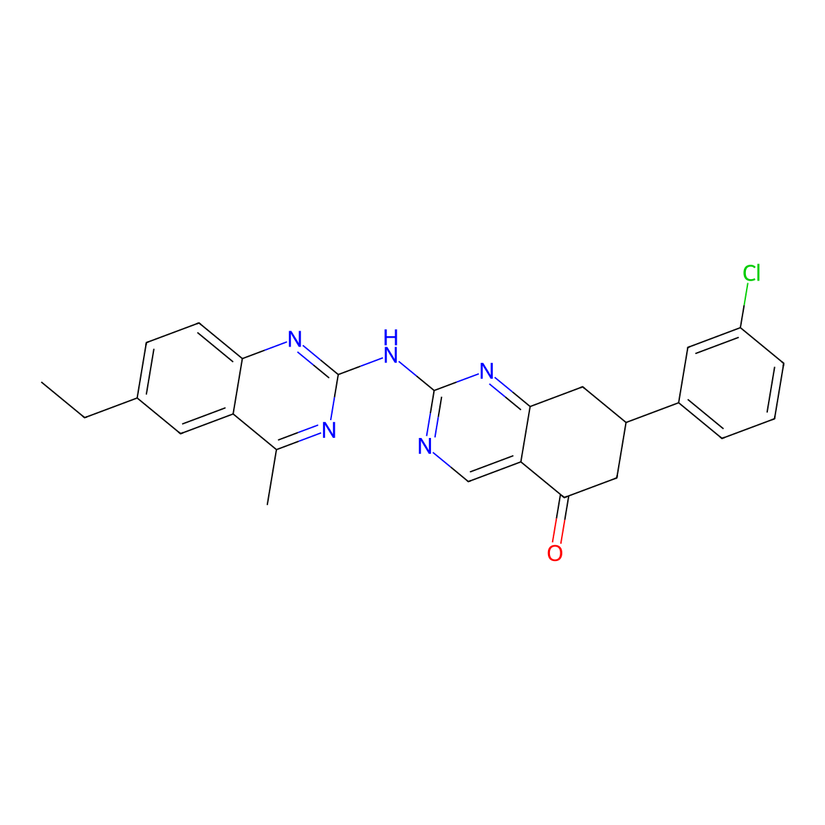 7-(3-chlorophenyl)-2-[(6-ethyl-4-methylquinazolin-2-yl)amino]-7,8-dihydroquinazolin-5(6H)-one molecular structure, CAS 714235-41-3