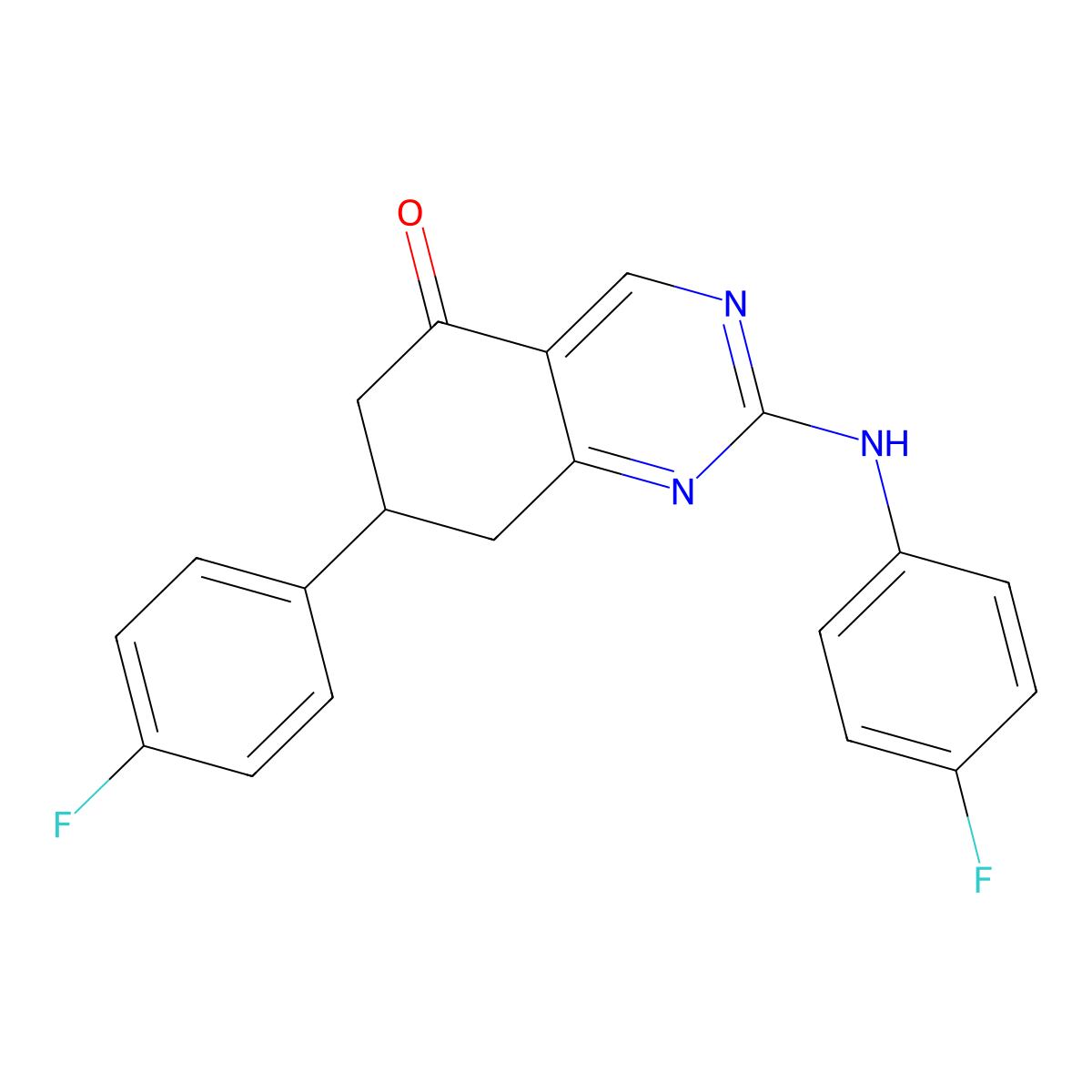 7-(4-fluorophenyl)-2-[(4-fluorophenyl)amino]-7,8-dihydroquinazolin-5(6H)-one molecular structure, CAS 714235-58-2