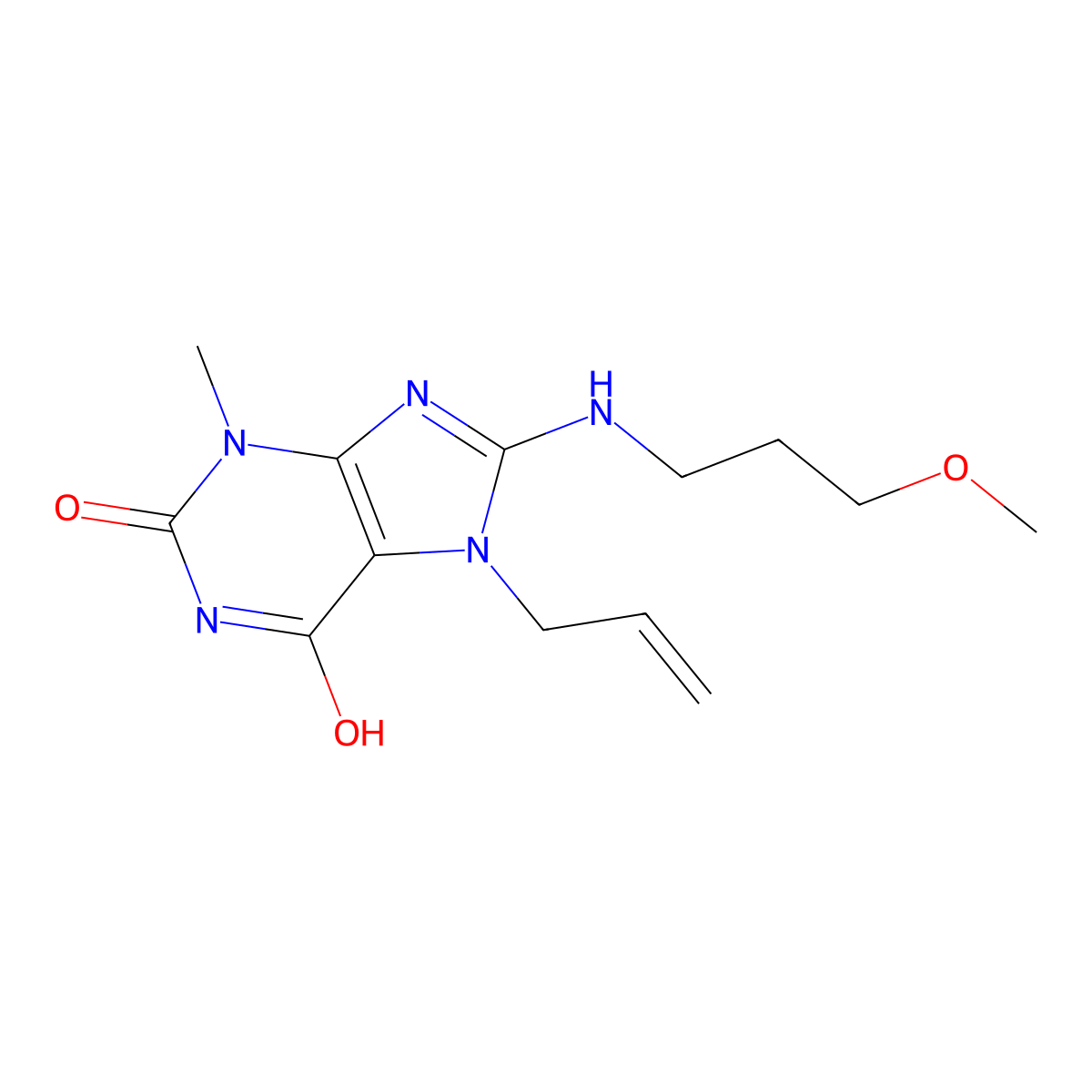 7-allyl-8-((3-methoxypropyl)amino)-3-methyl-1H-purine-2,6(3H,7H)-dione molecular structure, CAS 714235-68-4