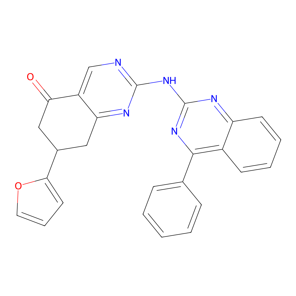 7-(furan-2-yl)-2-[(4-phenylquinazolin-2-yl)amino]-7,8-dihydroquinazolin-5(6H)-one molecular structure, CAS 714235-81-1