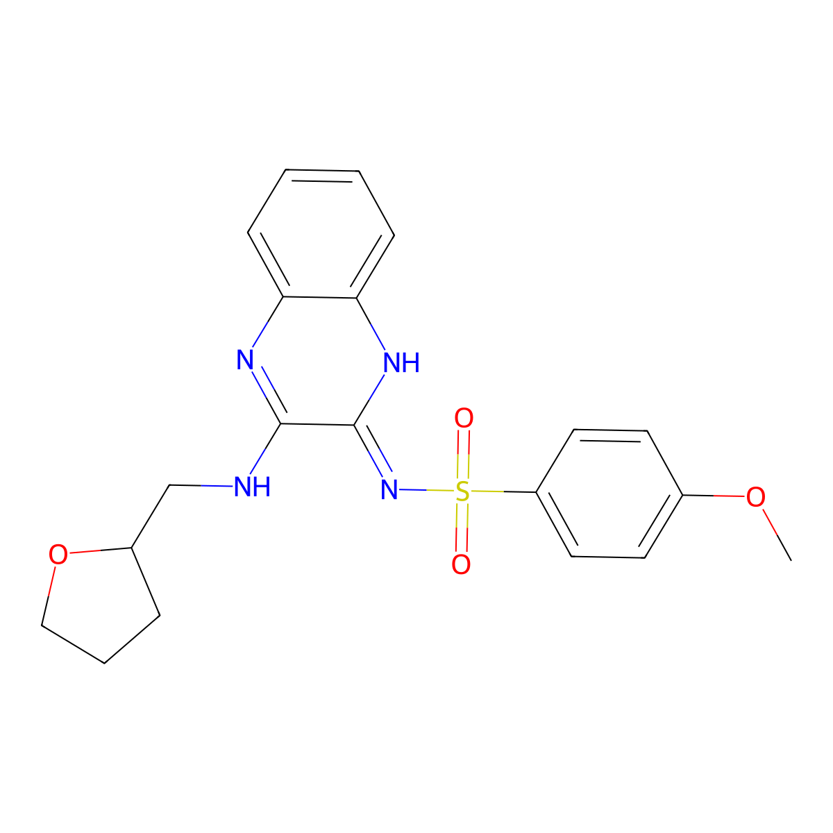 4-methoxy-N-[3-(oxolan-2-ylmethylamino)quinoxalin-2-yl]benzenesulfonamide molecular structure, CAS 714236-41-6