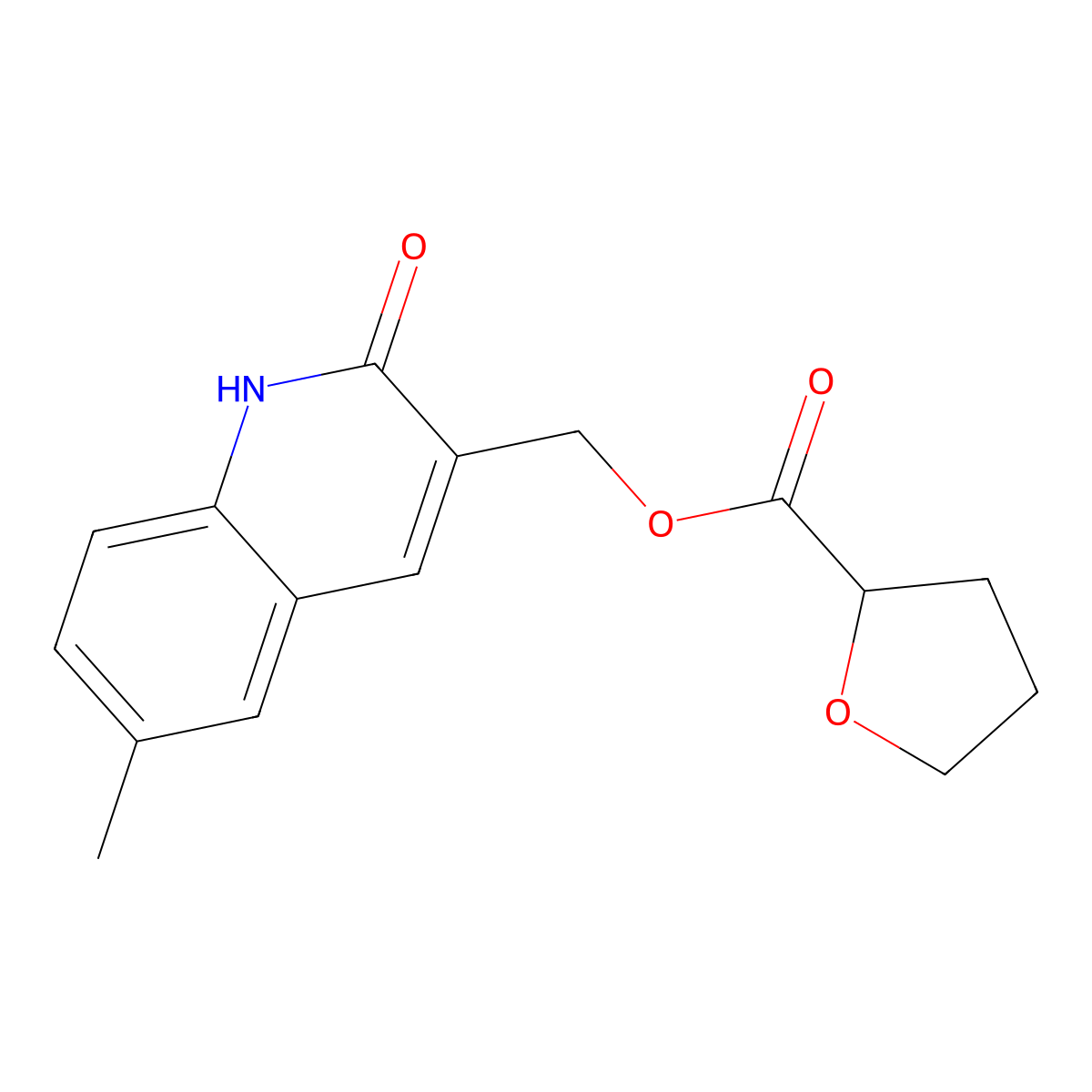 (6-methyl-2-oxo-1H-quinolin-3-yl)methyl oxolane-2-carboxylate molecular structure, CAS 714238-27-4