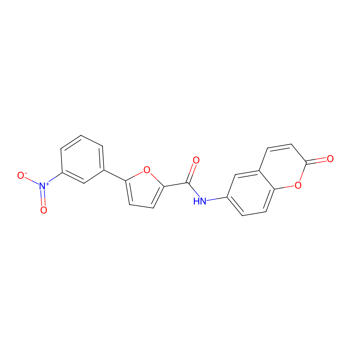 5-(3-nitrophenyl)-N-(2-oxochromen-6-yl)furan-2-carboxamide molecular structure, CAS 714238-35-4