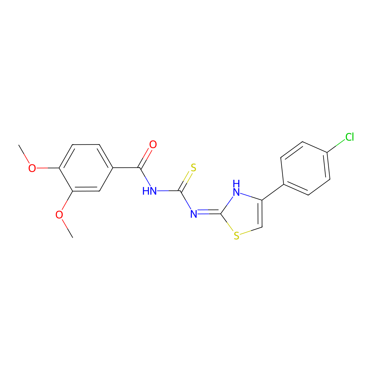 N-[[4-(4-chlorophenyl)-1,3-thiazol-2-yl]carbamothioyl]-3,4-dimethoxybenzamide molecular structure, CAS 714238-80-9