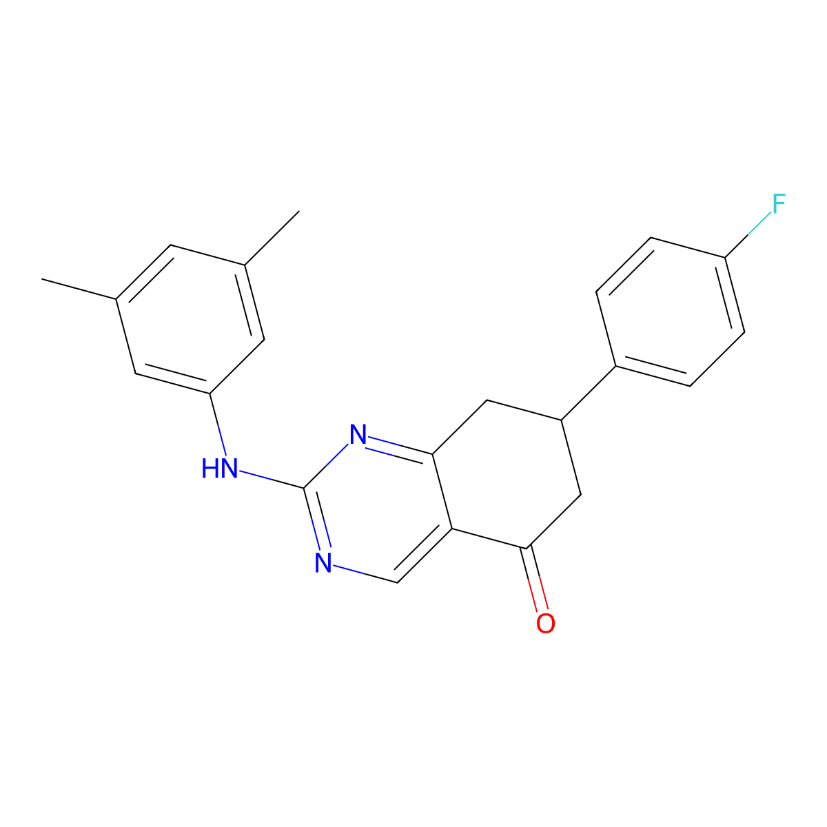 2-[(3,5-dimethylphenyl)amino]-7-(4-fluorophenyl)-7,8-dihydroquinazolin-5(6H)-one molecular structure, CAS 714239-92-6