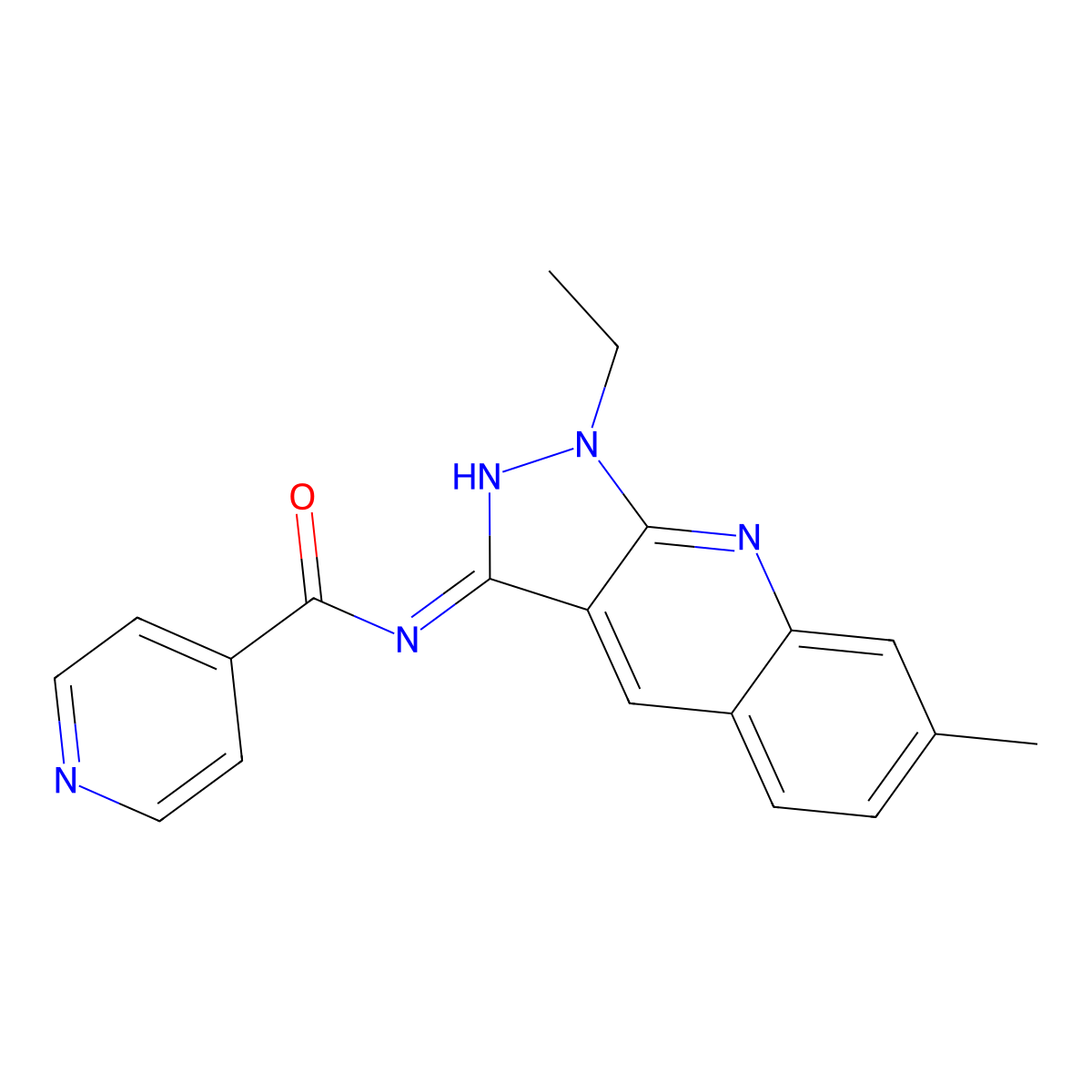 N-(1-ethyl-7-methylpyrazolo[3,4-b]quinolin-3-yl)pyridine-4-carboxamide molecular structure, CAS 714239-93-7