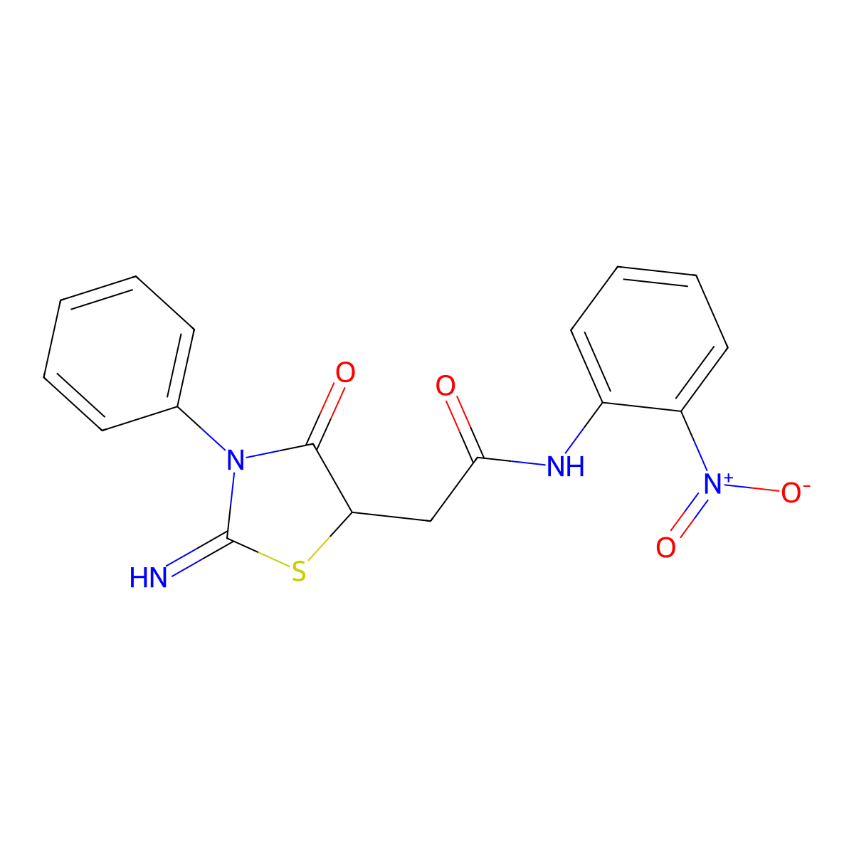 2-(2-imino-4-oxo-3-phenyl-1,3-thiazolidin-5-yl)-N-(2-nitrophenyl)acetamide molecular structure, CAS 714240-48-9