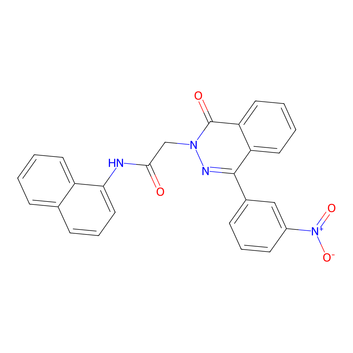 N-(naphthalen-1-yl)-2-(4-(3-nitrophenyl)-1-oxophthalazin-2(1H)-yl)acetamide molecular structure, CAS 714241-51-7