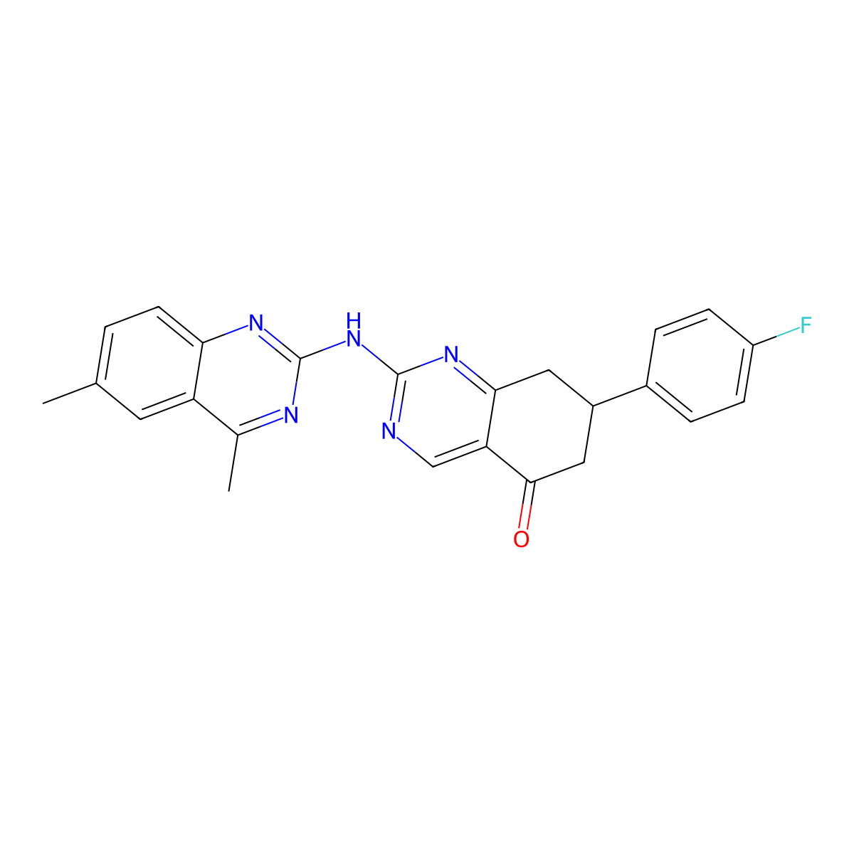 2-[(4,6-dimethylquinazolin-2-yl)amino]-7-(4-fluorophenyl)-7,8-dihydroquinazolin-5(6H)-one molecular structure, CAS 714241-68-6