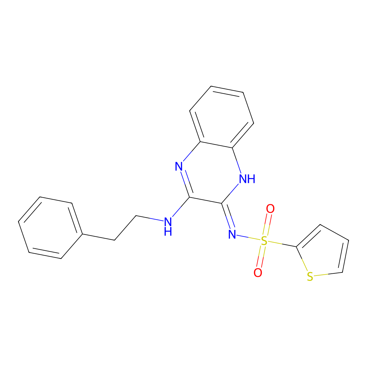 N-(3-(phenethylamino)quinoxalin-2-yl)thiophene-2-sulfonamide molecular structure, CAS 714241-85-7