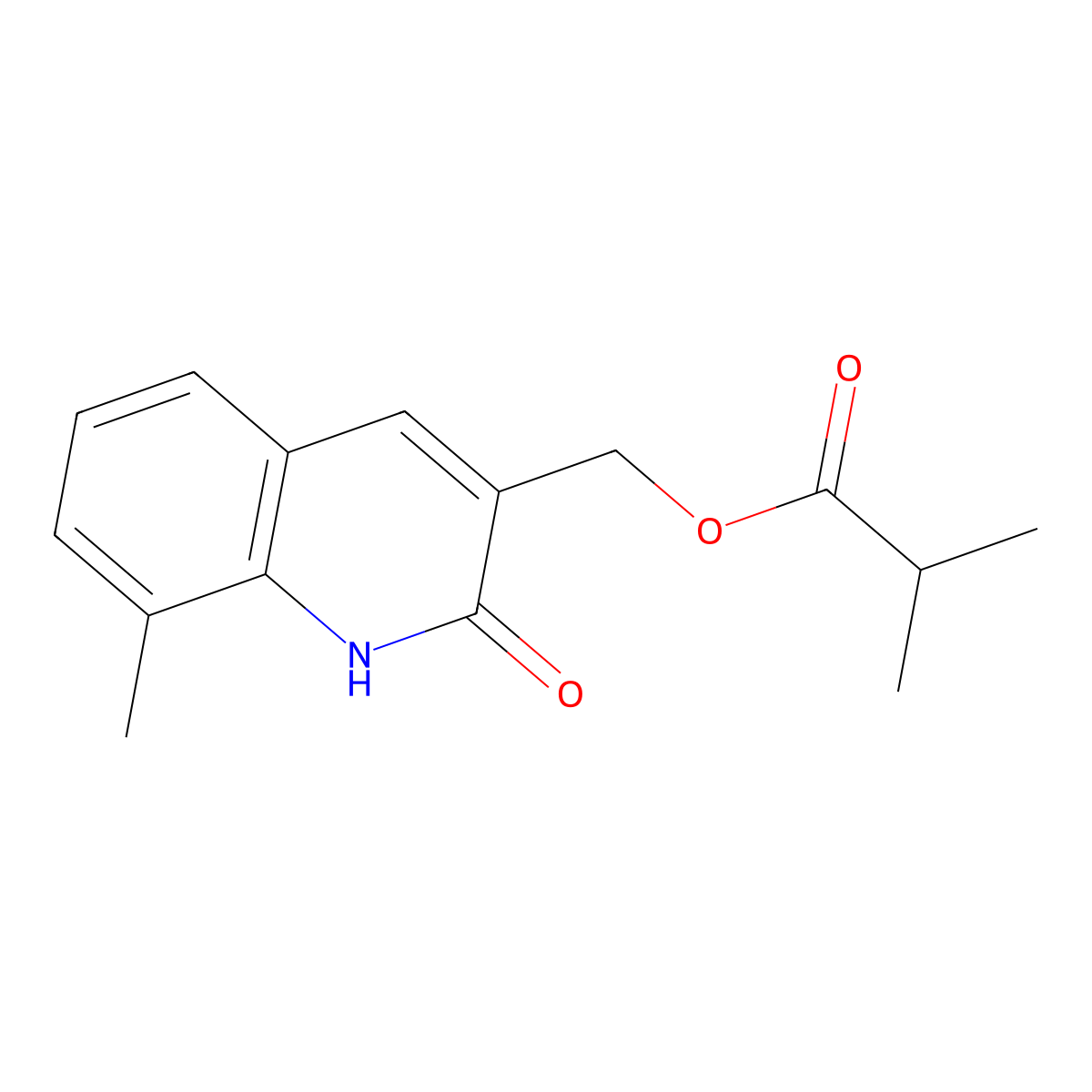 (8-methyl-2-oxo-1H-quinolin-3-yl)methyl 2-methylpropanoate molecular structure, CAS 714243-99-9