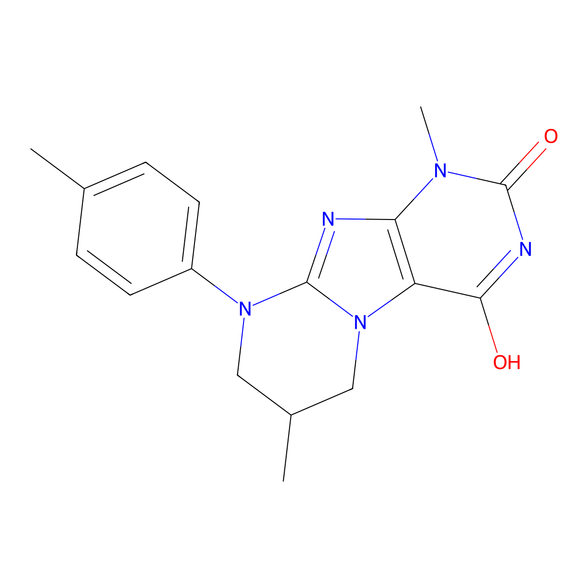 1,7-dimethyl-9-(4-methylphenyl)-7,8-dihydro-6H-purino[7,8-a]pyrimidine-2,4-dione molecular structure, CAS 714244-07-2