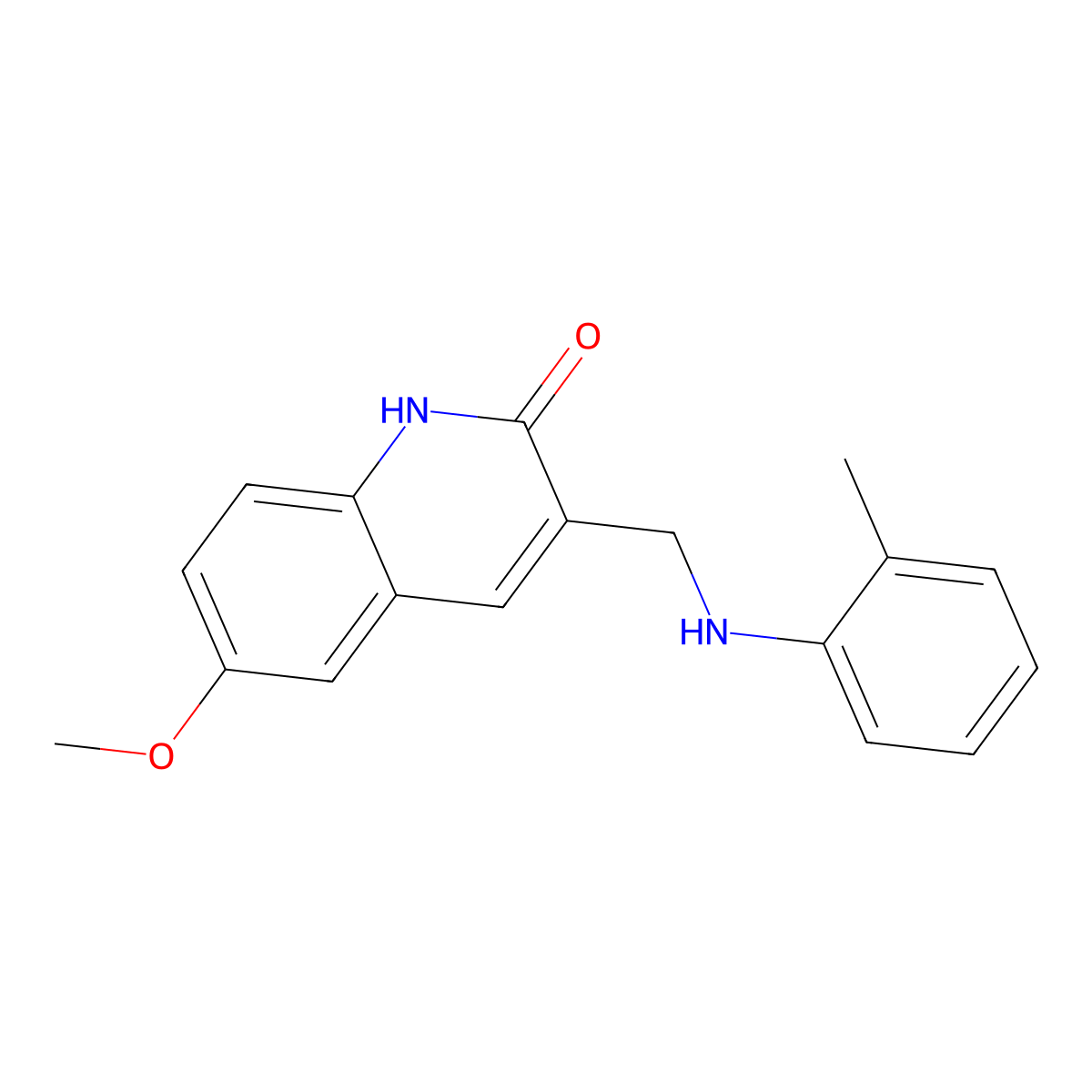 6-methoxy-3-[(2-methylanilino)methyl]-1H-quinolin-2-one molecular structure, CAS 714244-29-8
