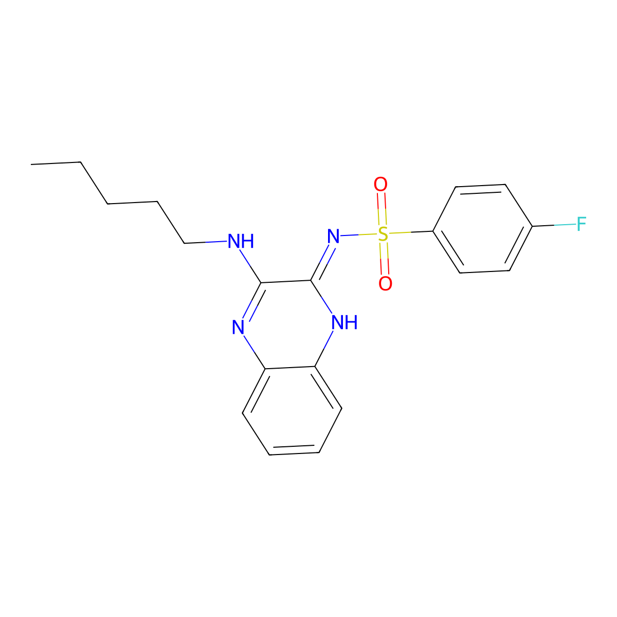 4-fluoro-N-(3-(pentylamino)quinoxalin-2-yl)benzenesulfonamide molecular structure, CAS 714244-53-8