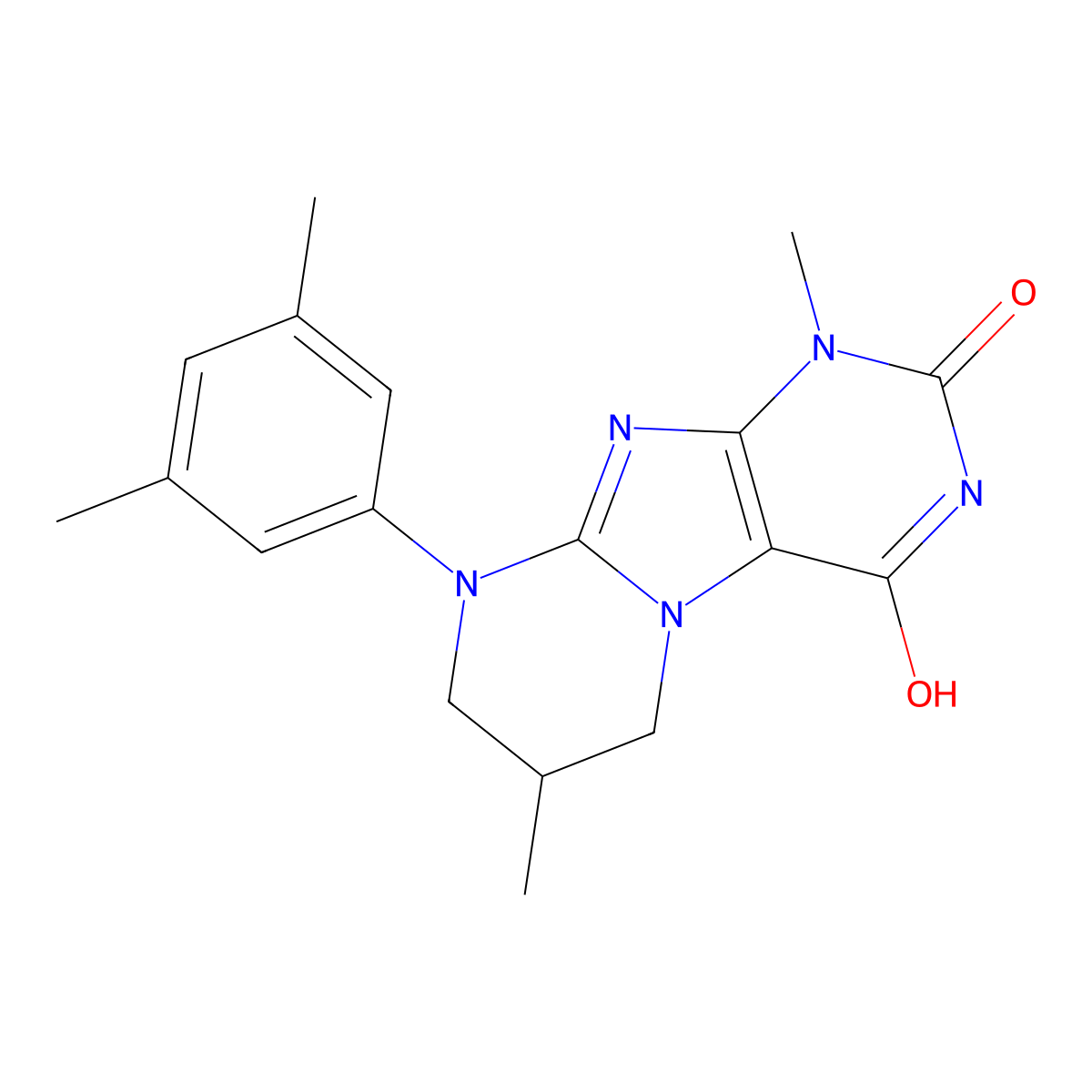 9-(3,5-dimethylphenyl)-1,7-dimethyl-7,8-dihydro-6H-purino[7,8-a]pyrimidine-2,4-dione molecular structure, CAS 714245-09-7