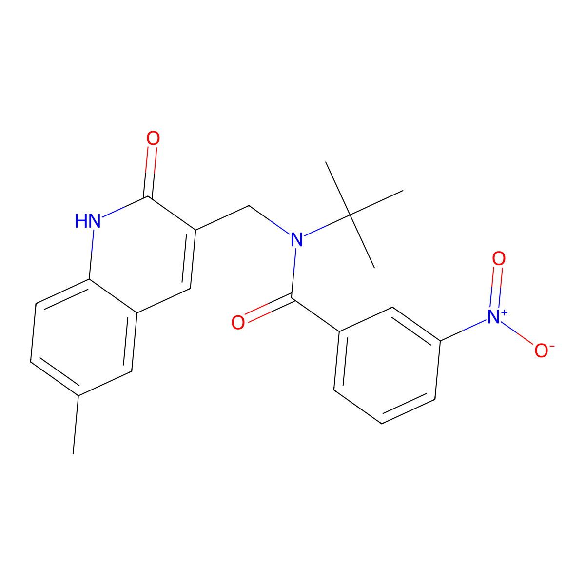 N-tert-butyl-N-[(6-methyl-2-oxo-1H-quinolin-3-yl)methyl]-3-nitrobenzamide molecular structure, CAS 714245-23-5