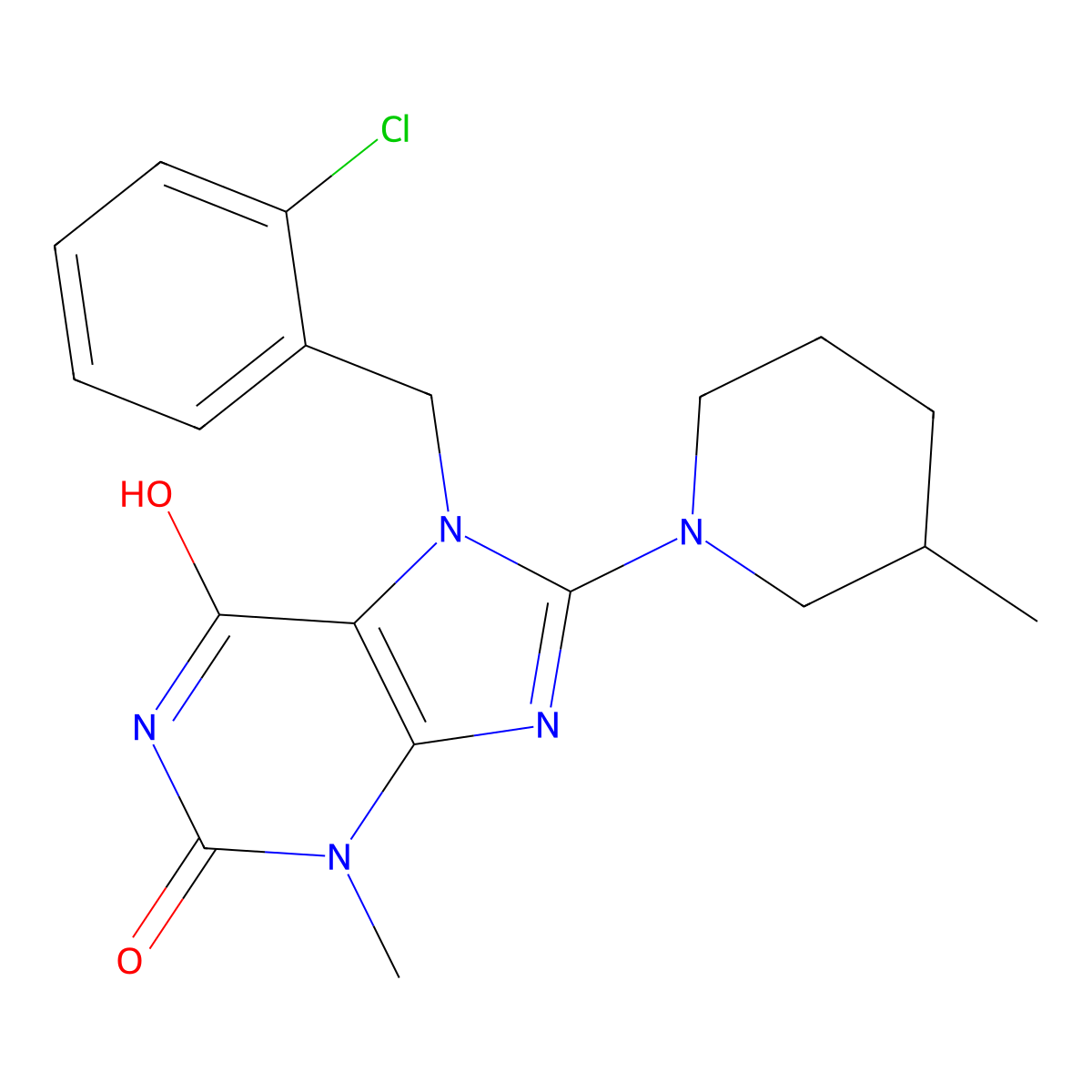 7-(2-chlorobenzyl)-3-methyl-8-(3-methylpiperidin-1-yl)-1H-purine-2,6(3H,7H)-dione molecular structure, CAS 714245-69-9